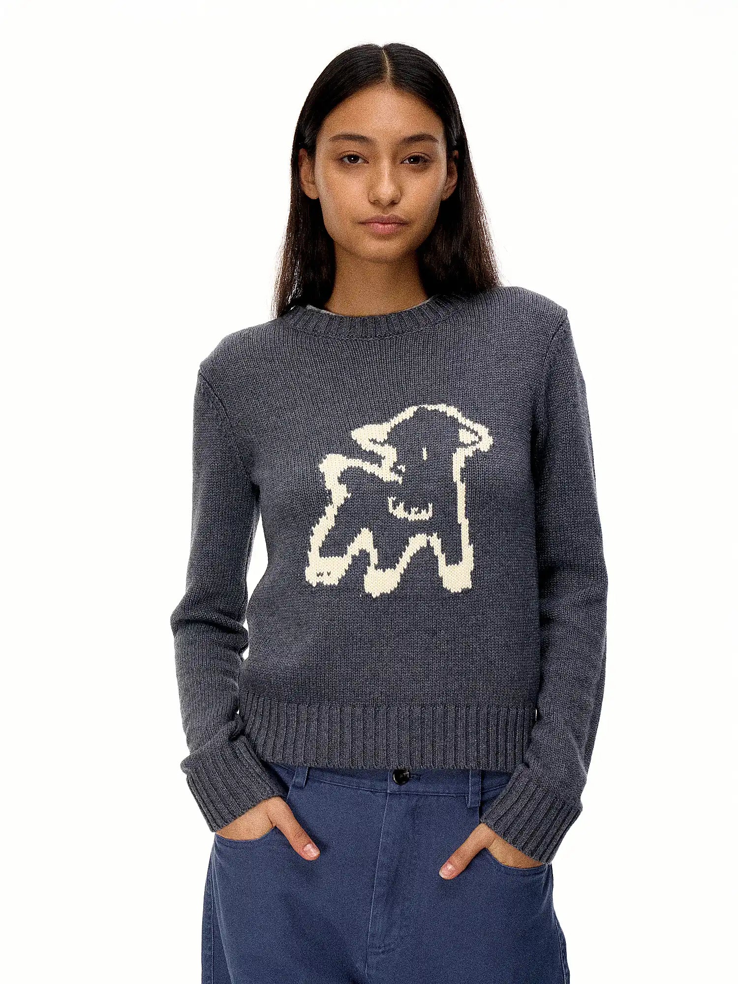 FirstFloor Retro Animal Jacquard Short Sweater | Canton Collective