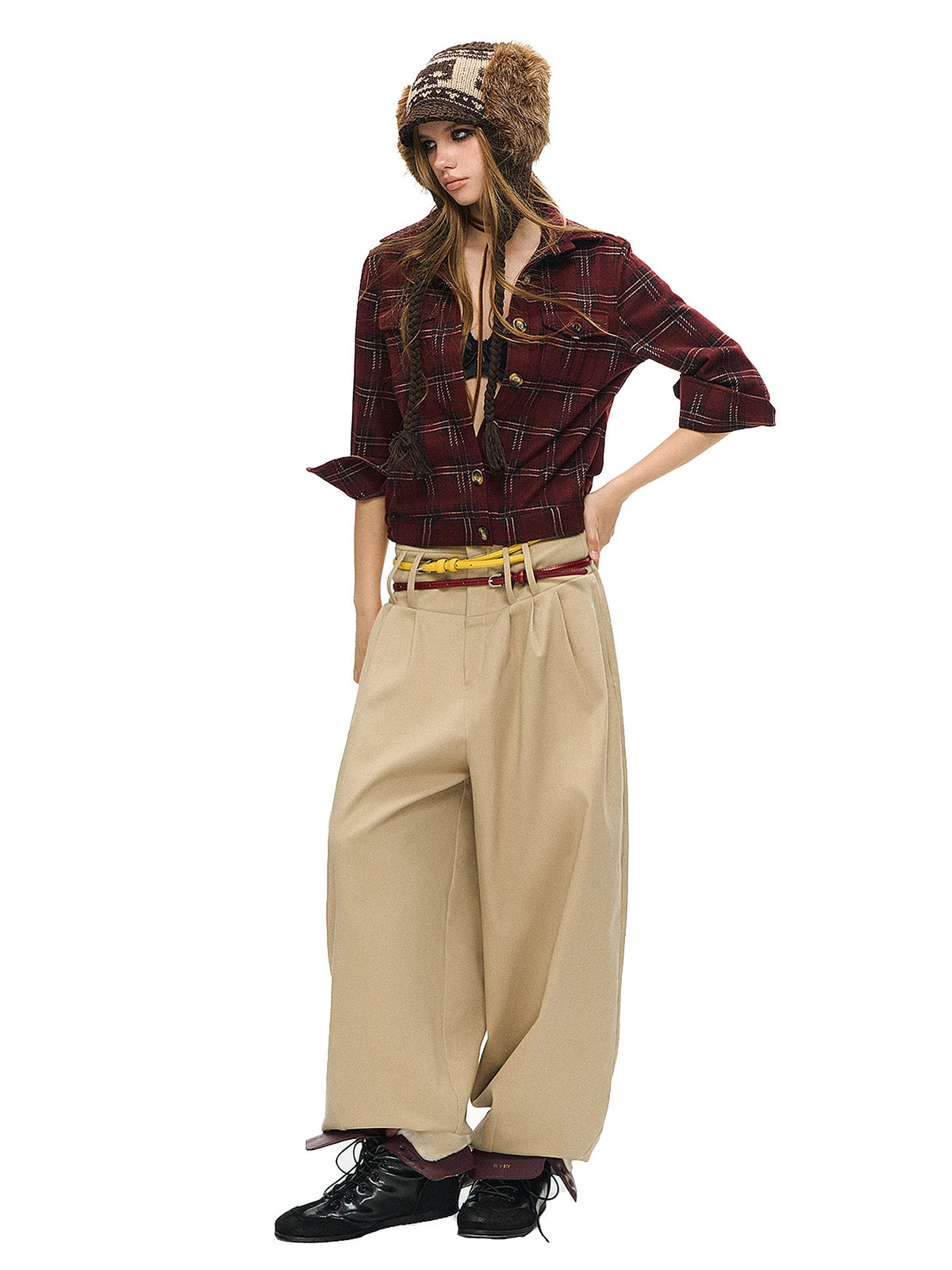 Deleteex Retro Plaid Flannel Cropped Shirt | Canton Collective