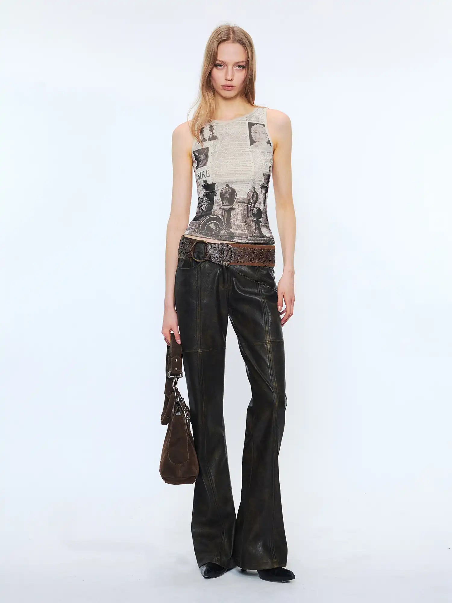2th Desire Reversible Newsprint Cami Top With Edgy Deconstructed Aesthetic | Canton Collective