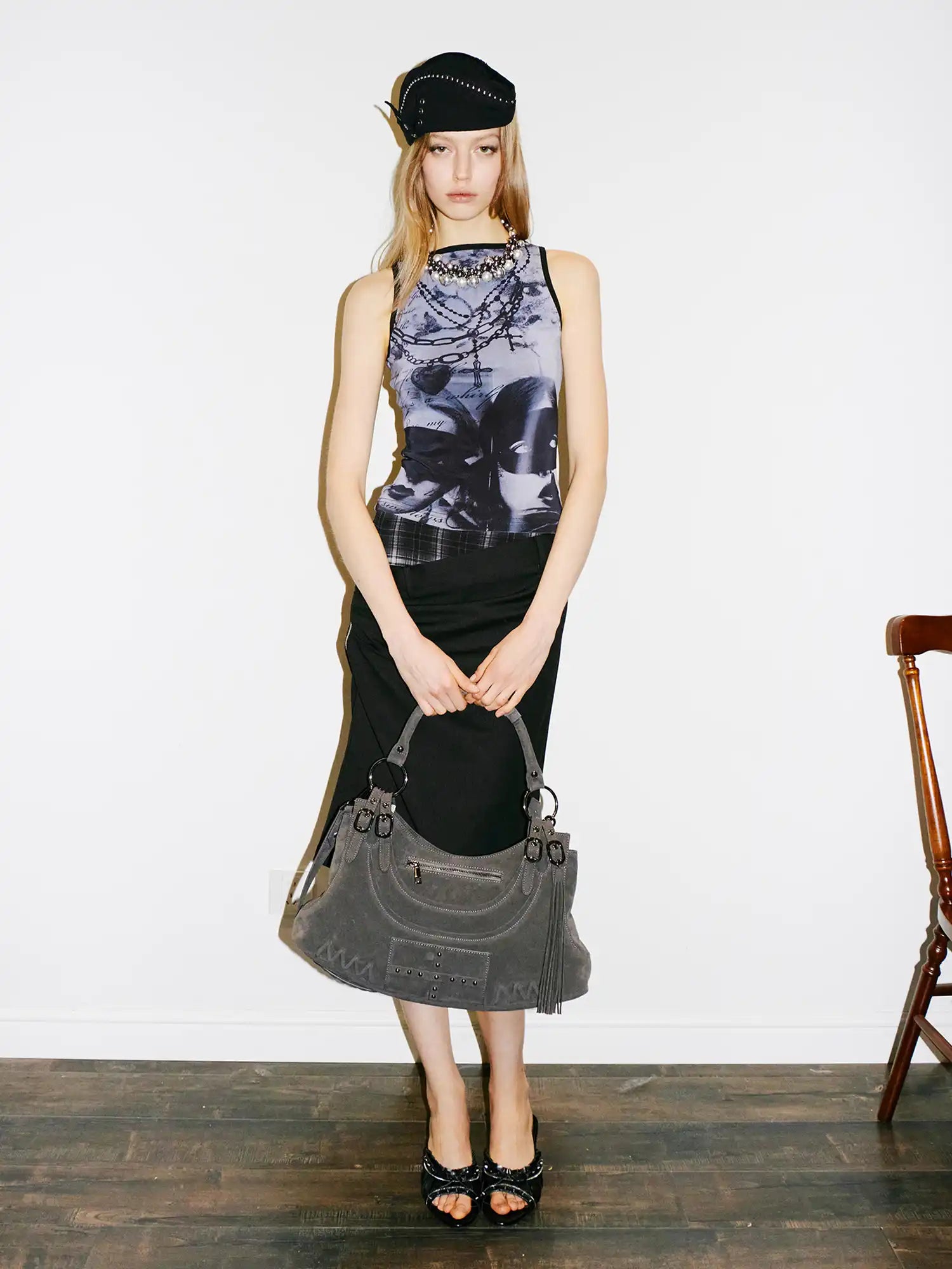 2th Desire Reversible Newsprint Cami Top With Edgy Deconstructed Aesthetic | Canton Collective