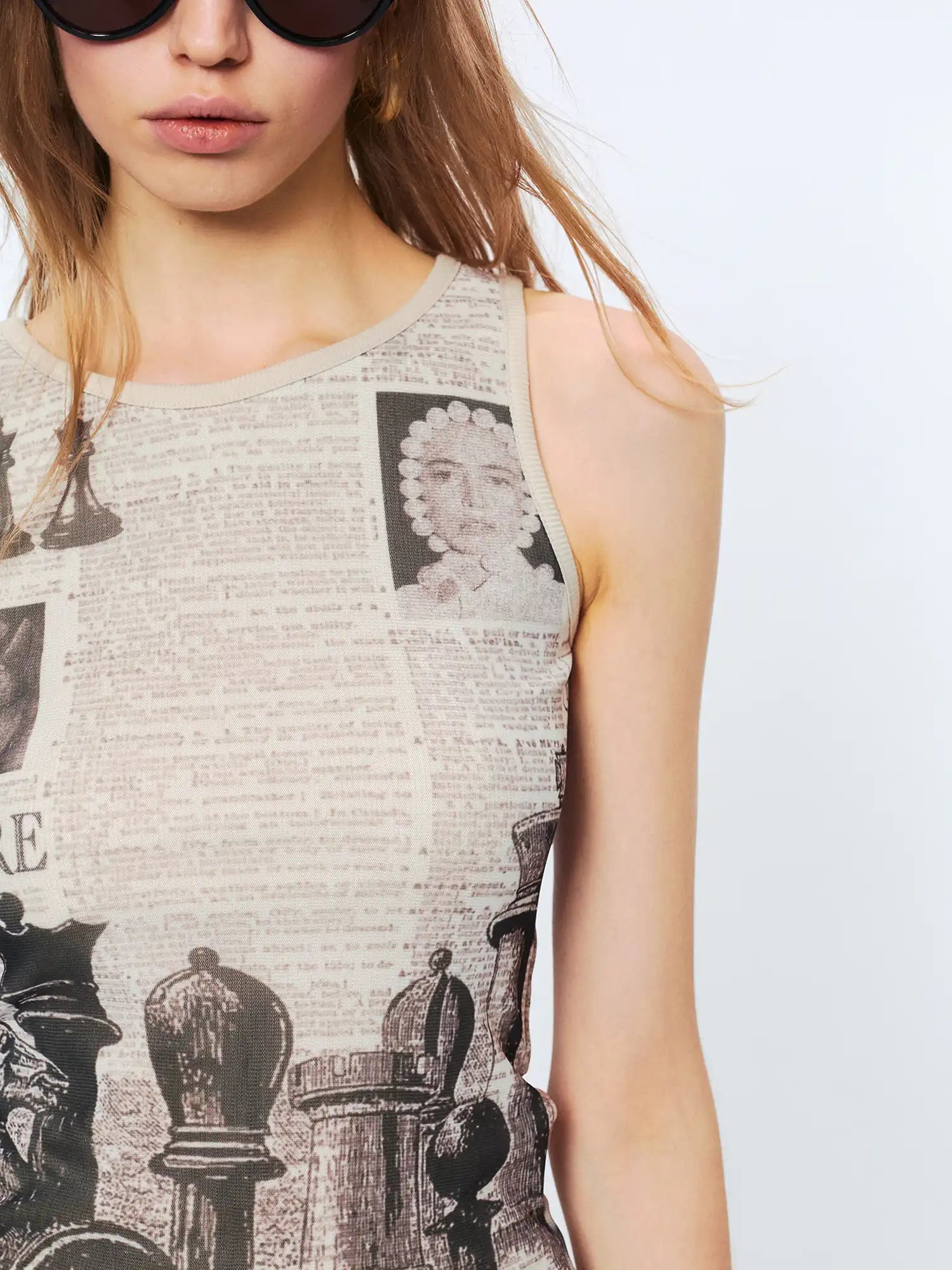 2th Desire Reversible Newsprint Cami Top With Edgy Deconstructed Aesthetic | Canton Collective