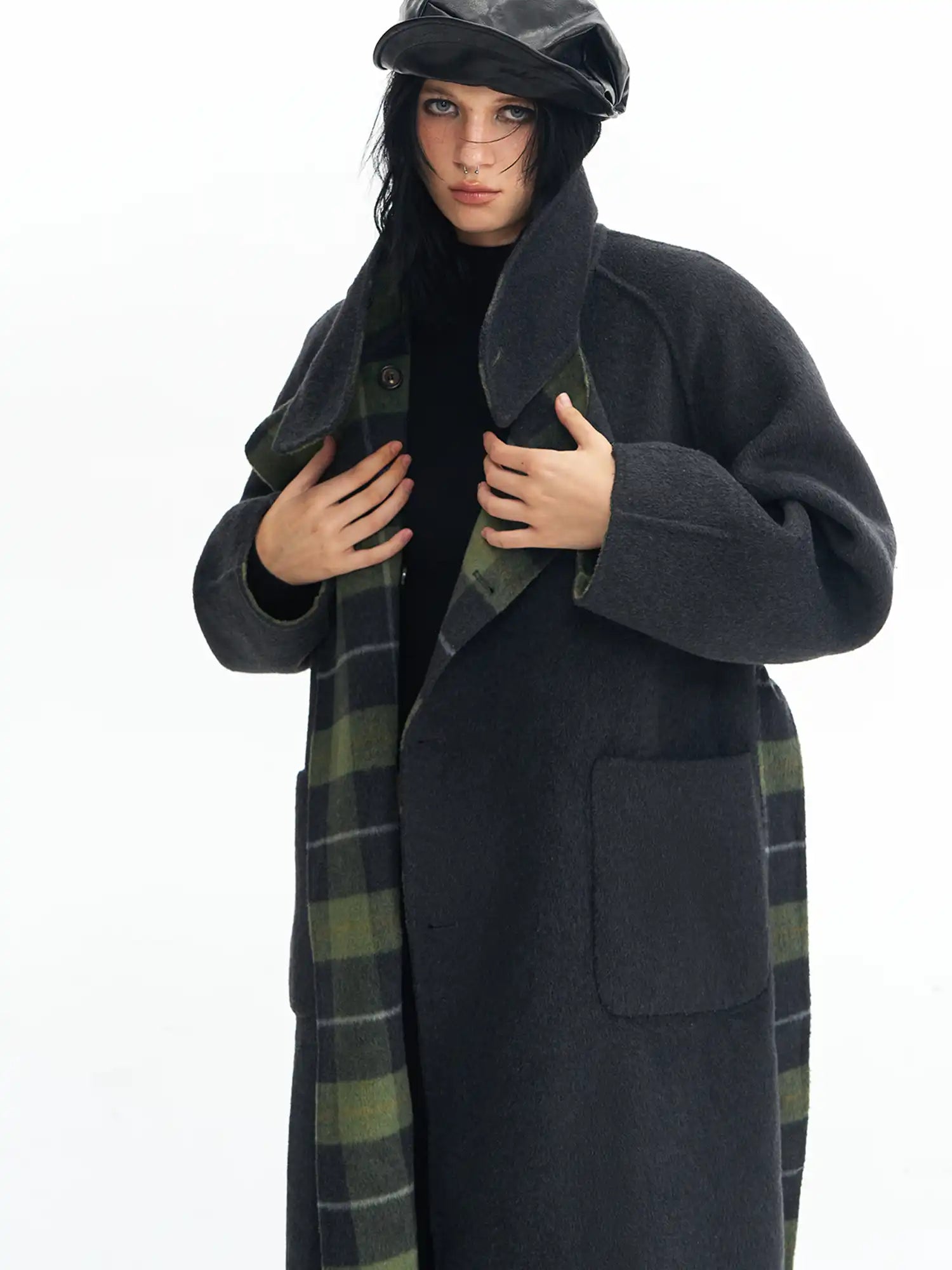 Deleteex Reversible Plaid Wool Coat | Canton Collective