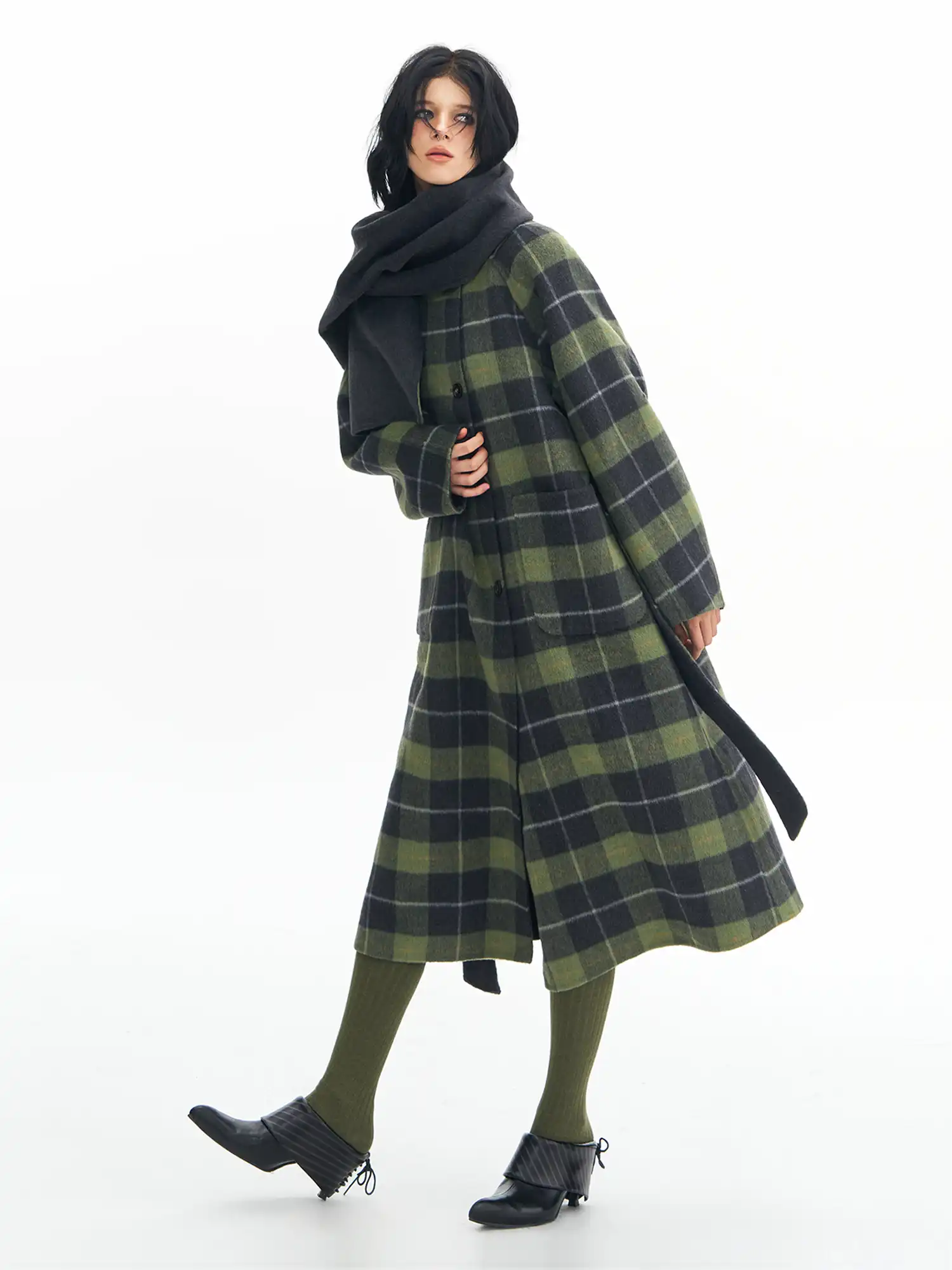 Deleteex Reversible Plaid Wool Coat | Canton Collective