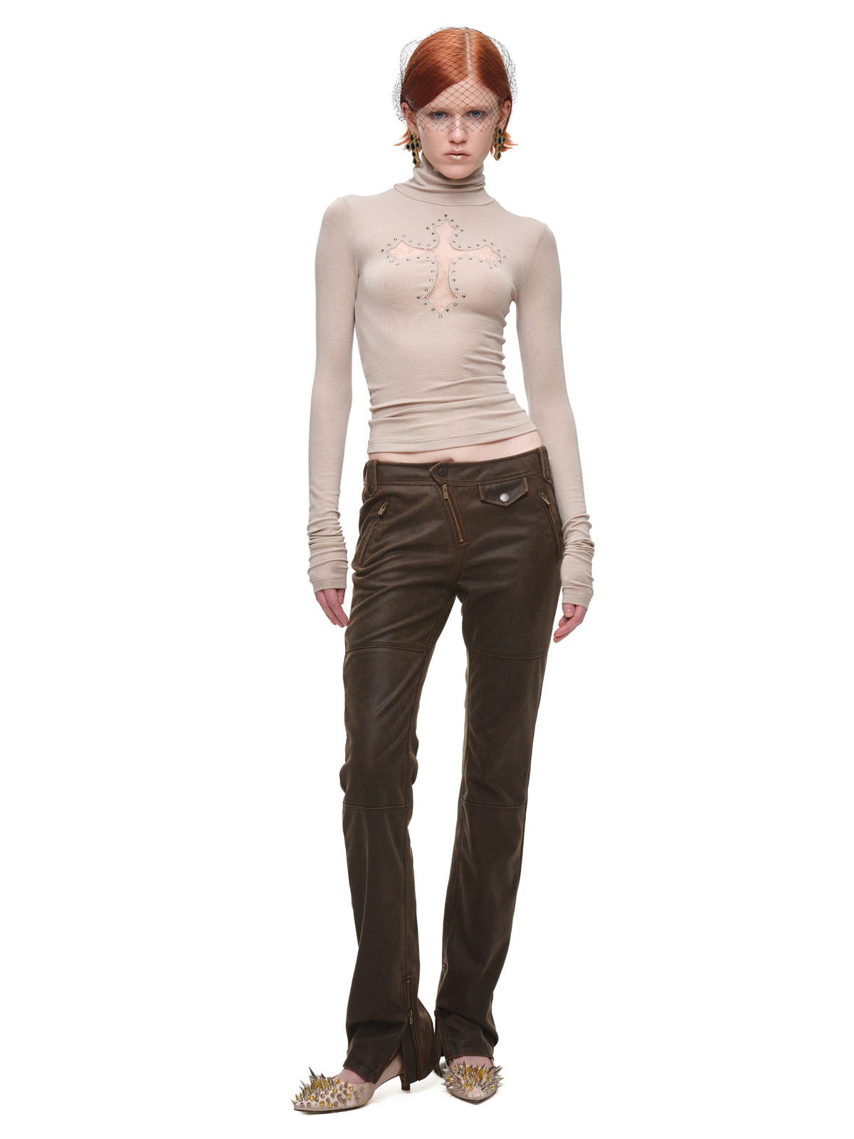 1Jinn Studio Rhinestone Cross Fitted Turtleneck Top | Canton Collective