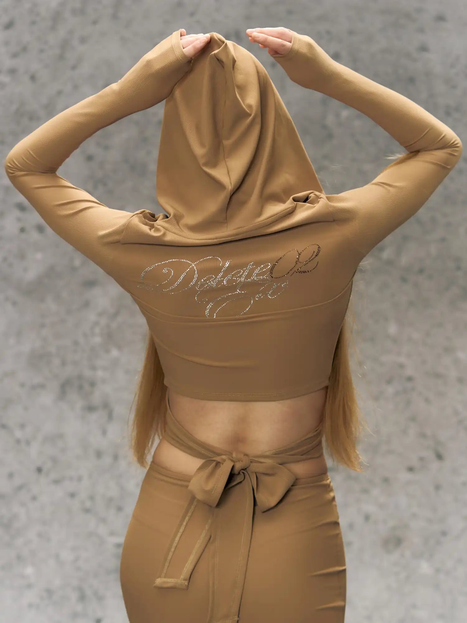 Deleteex Rhinestone Cross Strap Hoodie Top | Canton Collective