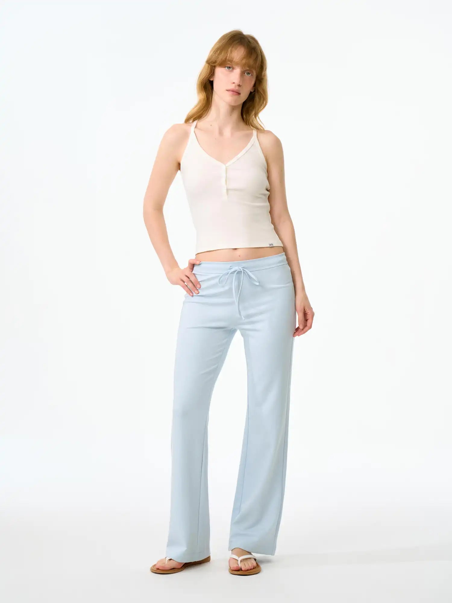 FirstFloor Ribbed Henley Crop Racerback Tank Top | Canton Collective