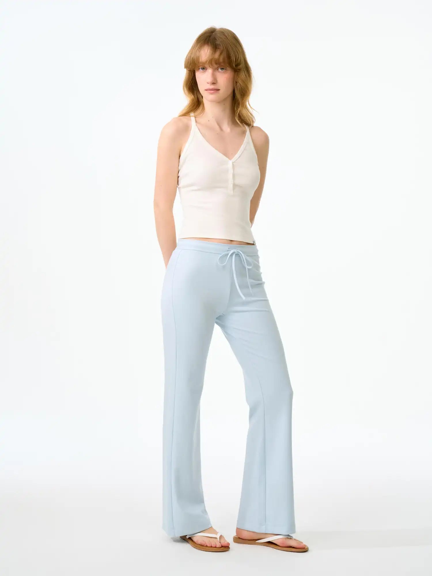 FirstFloor Ribbed Henley Crop Racerback Tank Top | Canton Collective