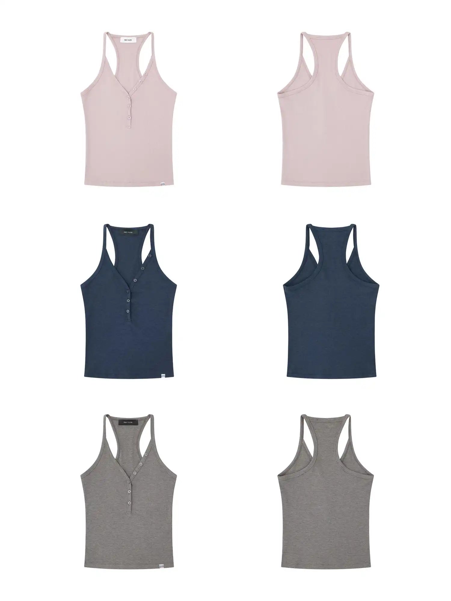 FirstFloor Ribbed Henley Crop Racerback Tank Top | Canton Collective