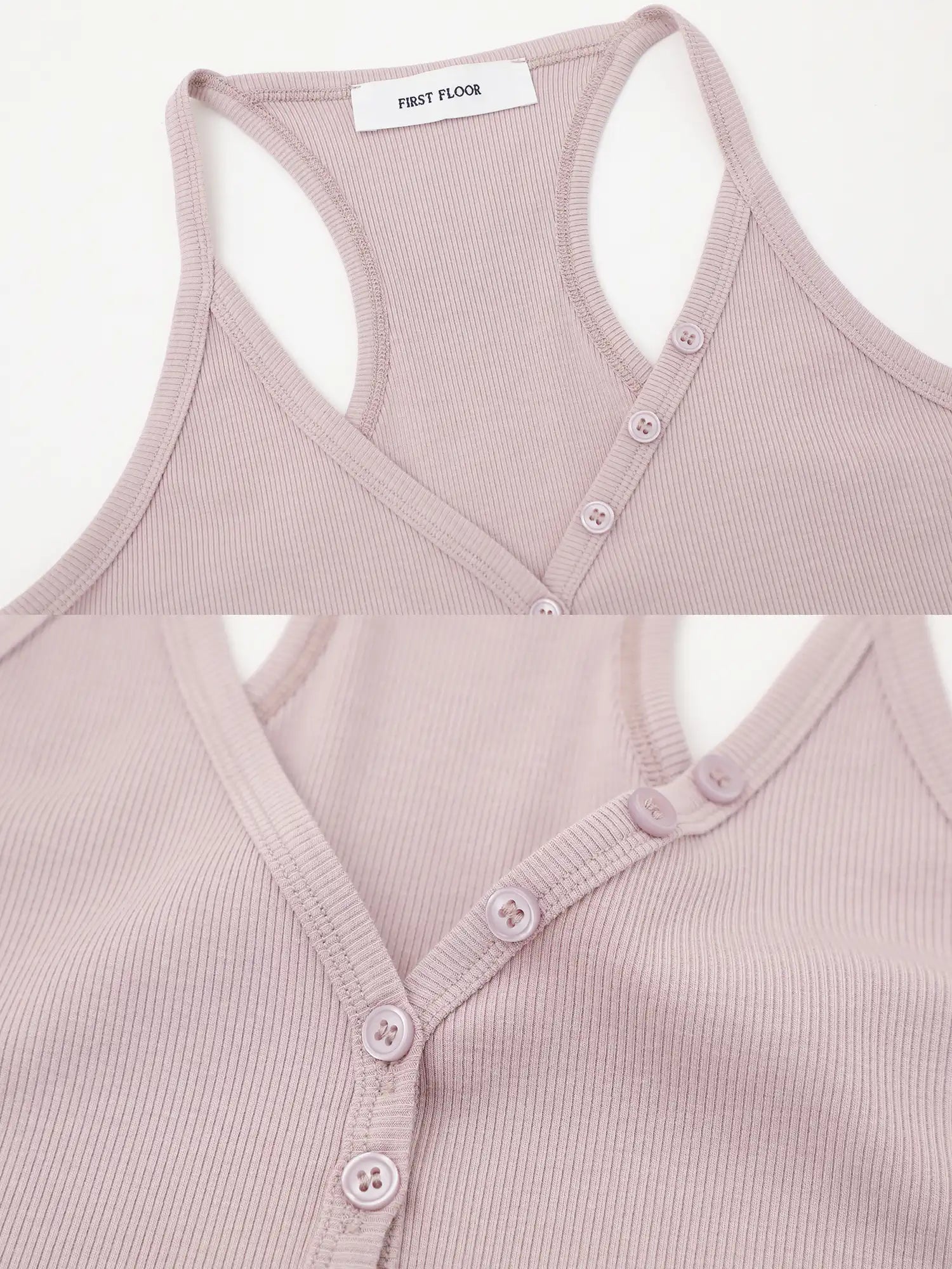 FirstFloor Ribbed Henley Crop Racerback Tank Top | Canton Collective