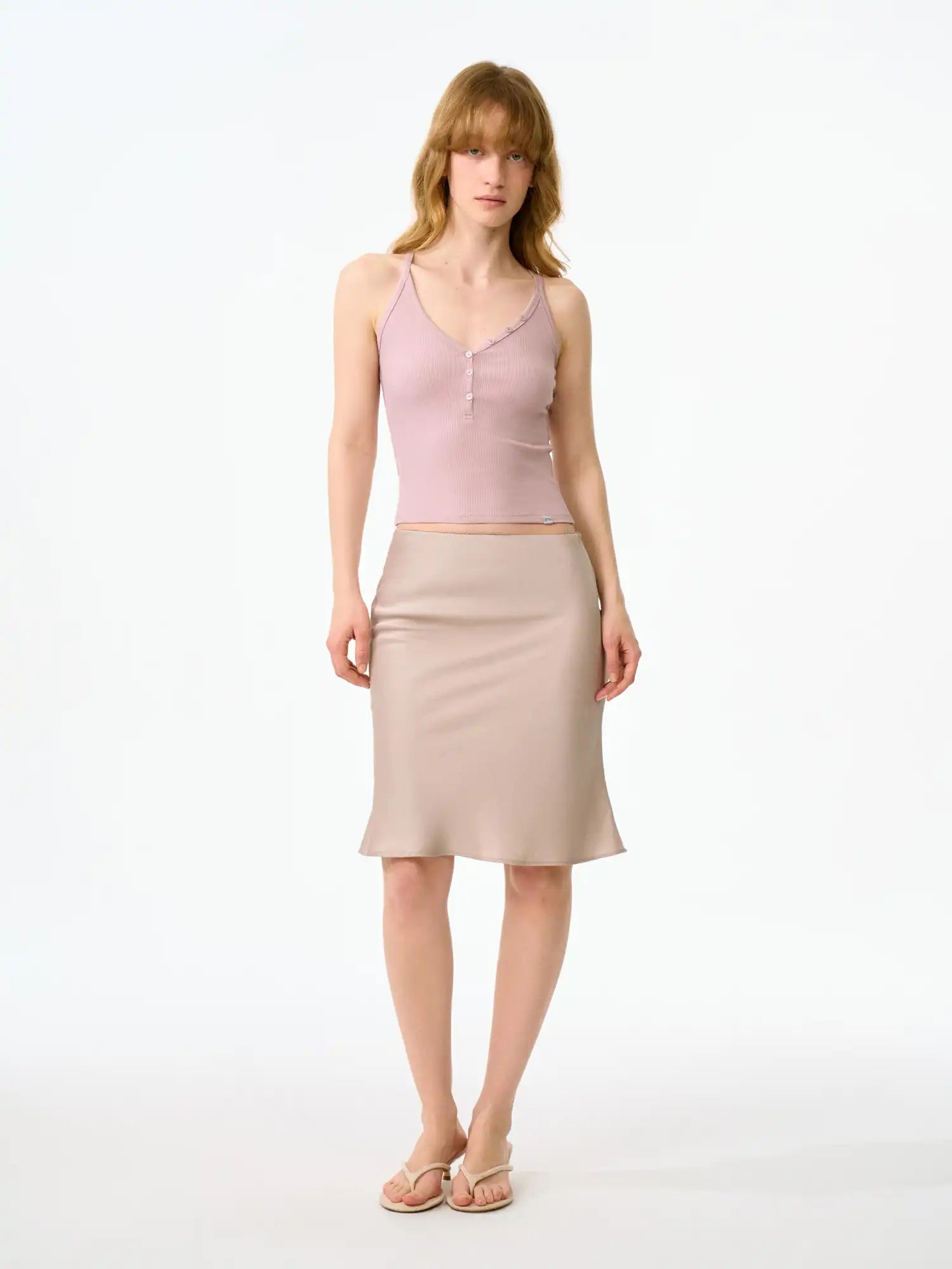 FirstFloor Ribbed Henley Crop Racerback Tank Top | Canton Collective