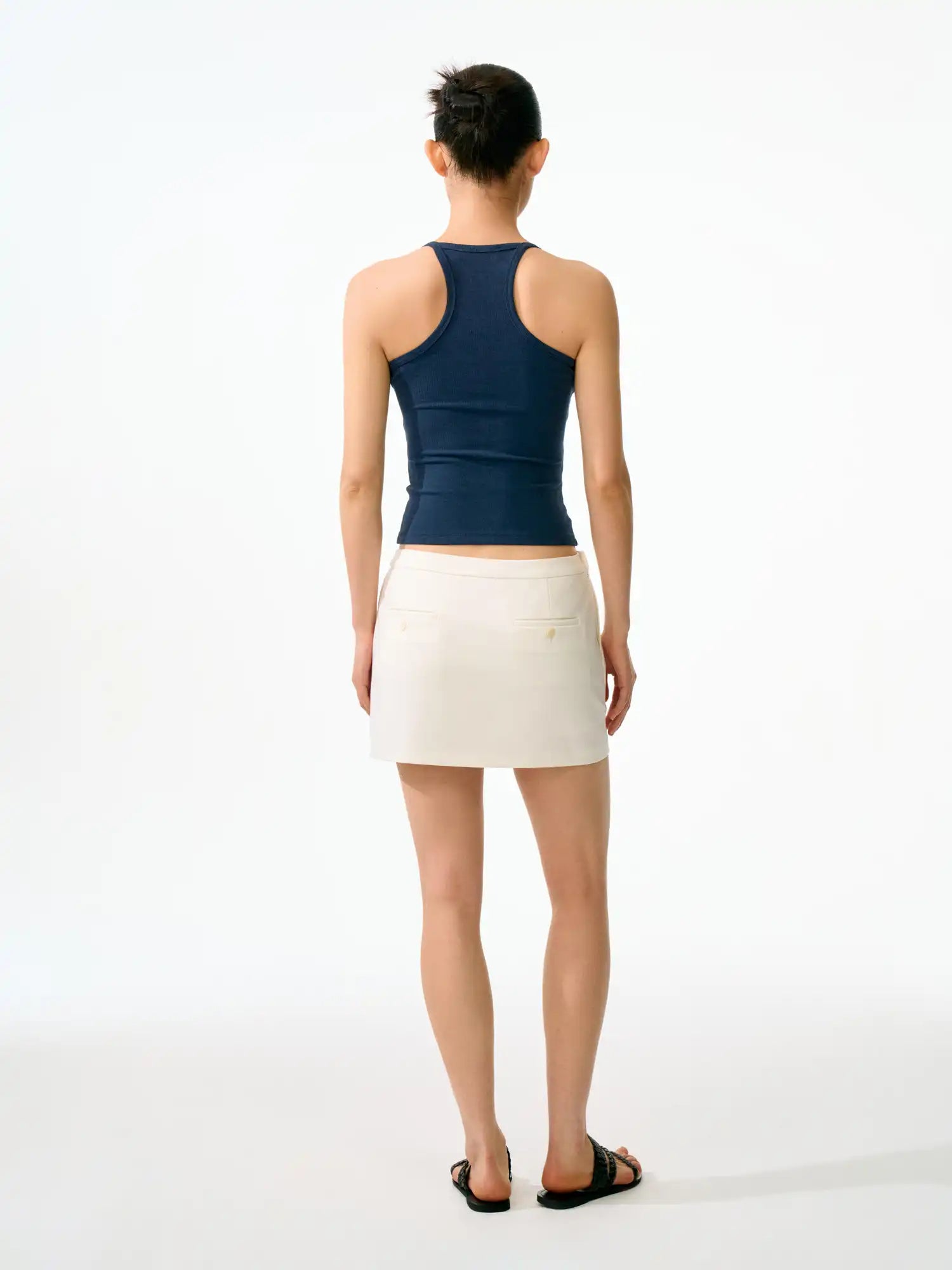 FirstFloor Ribbed Henley Crop Racerback Tank Top | Canton Collective