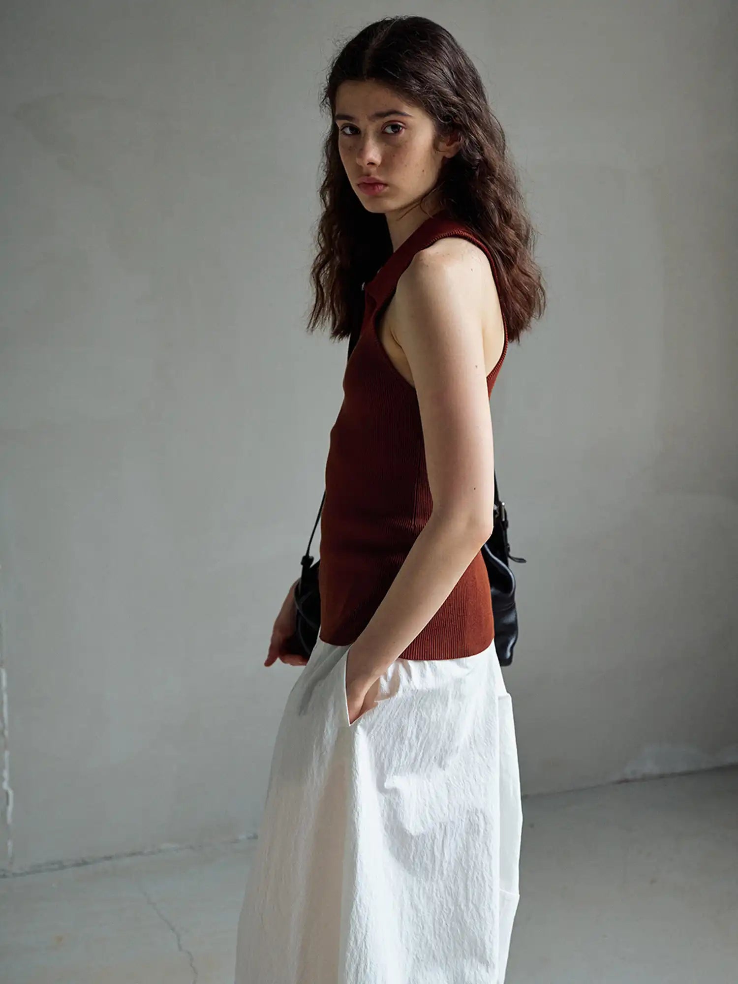 CantonCollective Design Ribbed Knit Polo Collar Tank Top | Canton Collective