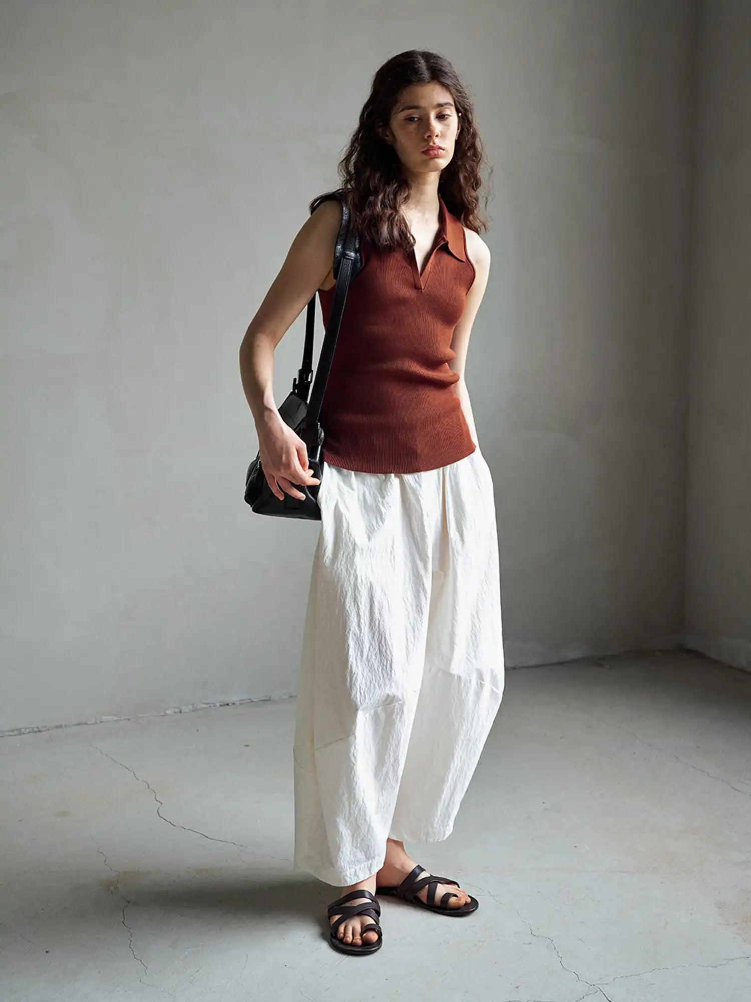 CantonCollective Design Ribbed Knit Polo Collar Tank Top | Canton Collective