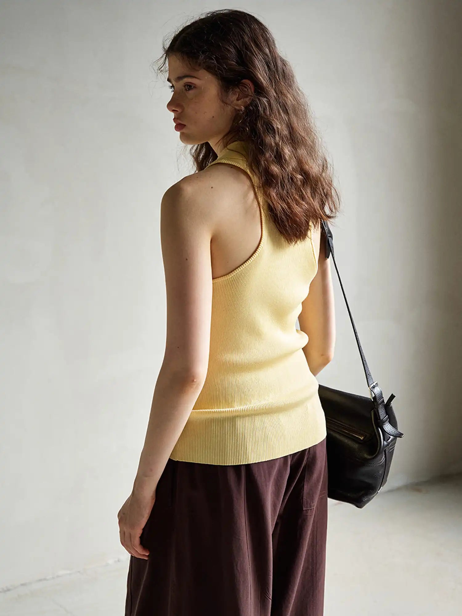 CantonCollective Design Ribbed Knit Polo Collar Tank Top | Canton Collective