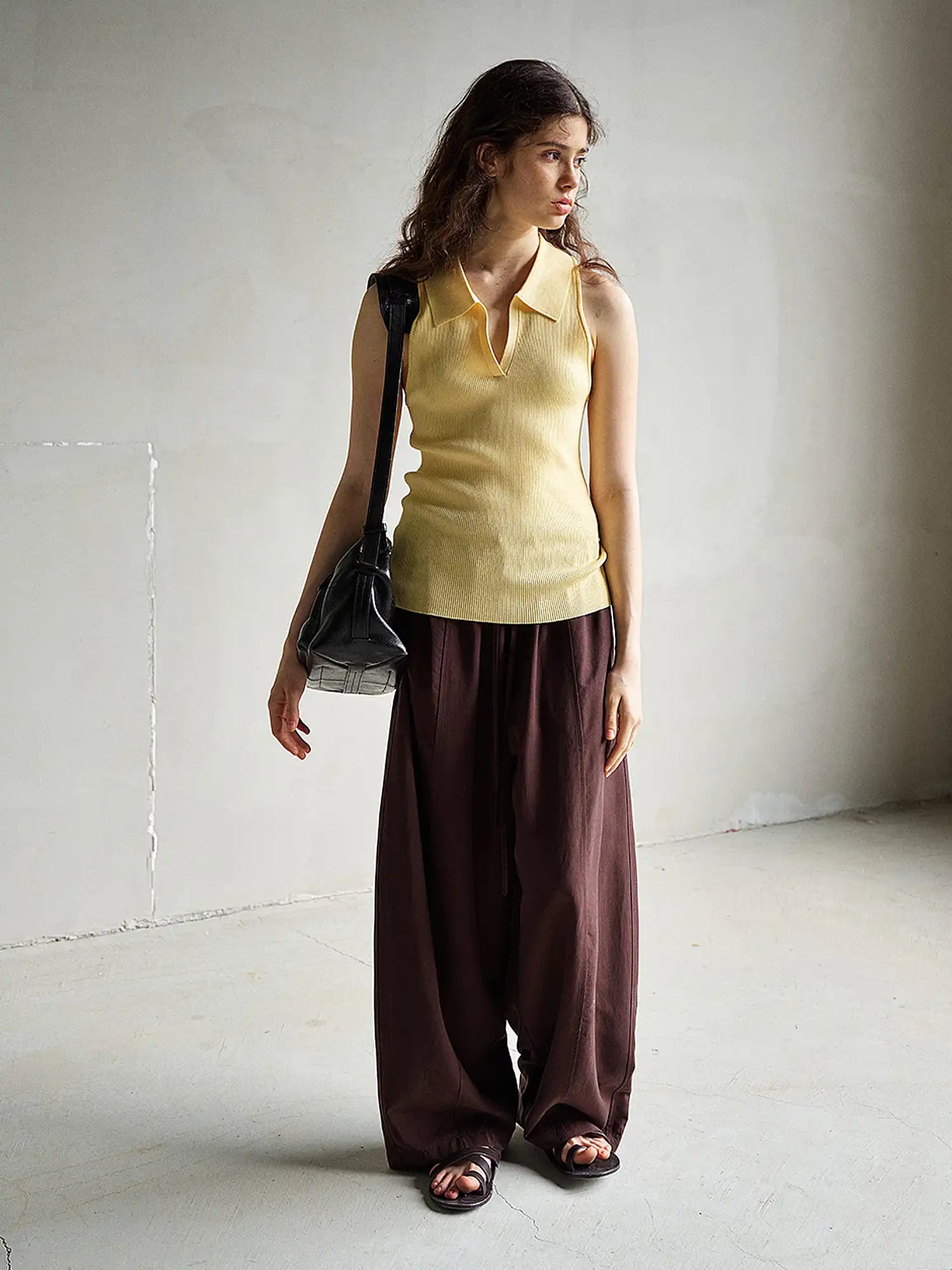 CantonCollective Design Ribbed Knit Polo Collar Tank Top | Canton Collective