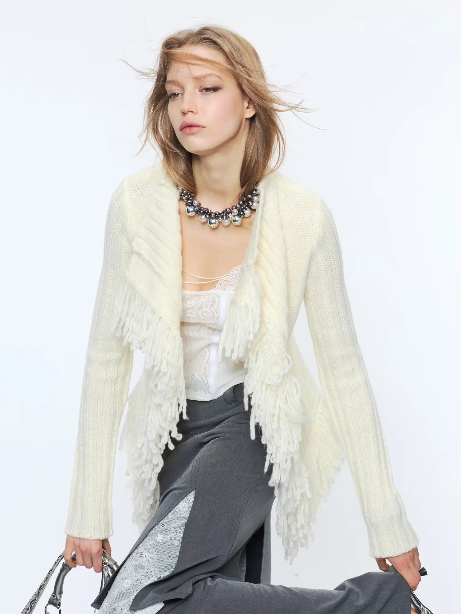2th Desire Ribbed Tassel Lapel Sweater Cardigan | Canton Collective