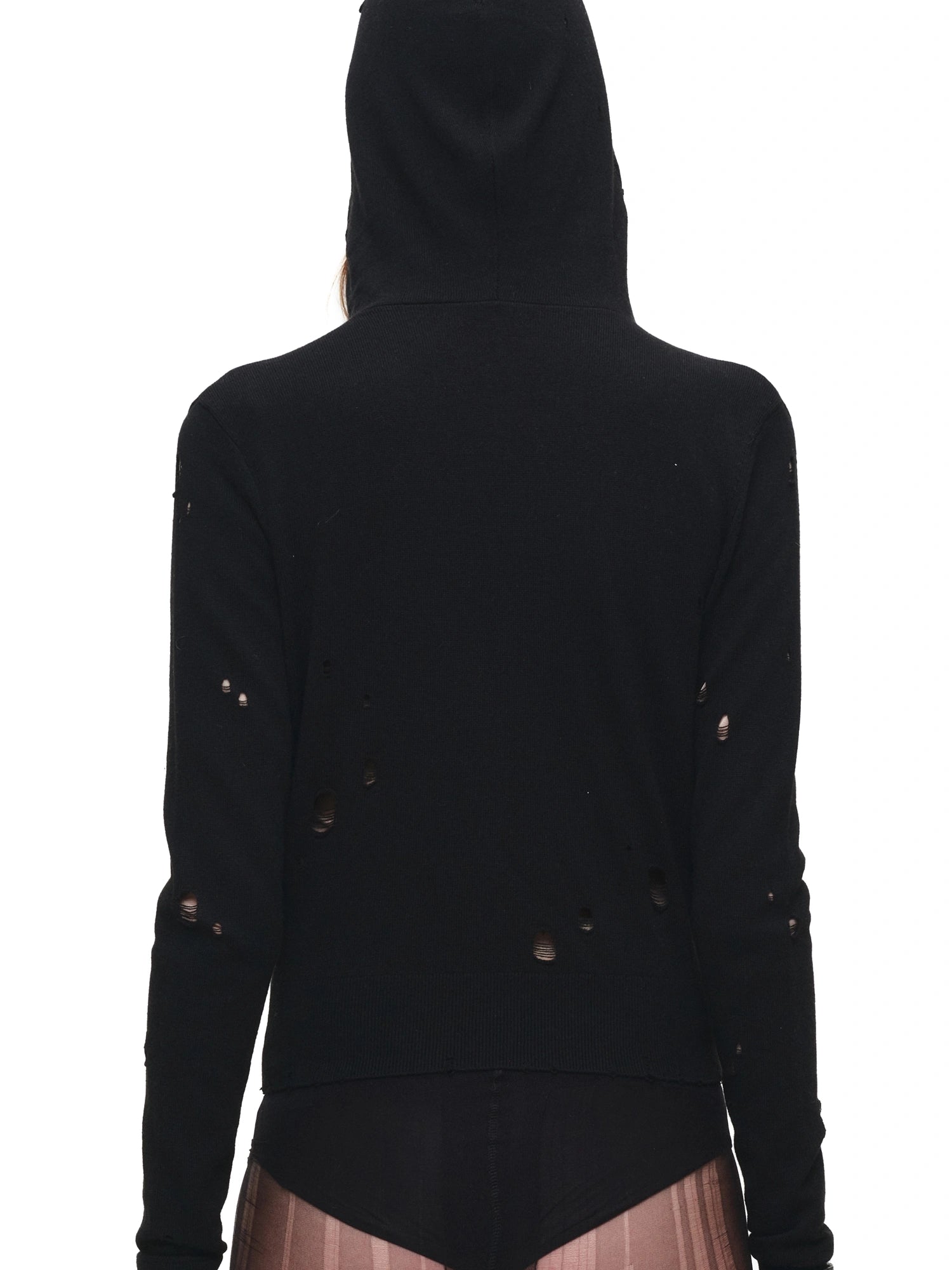 1Jinn Studio Ripped Knit Cropped Zip-Up Hoodie | Canton Collective