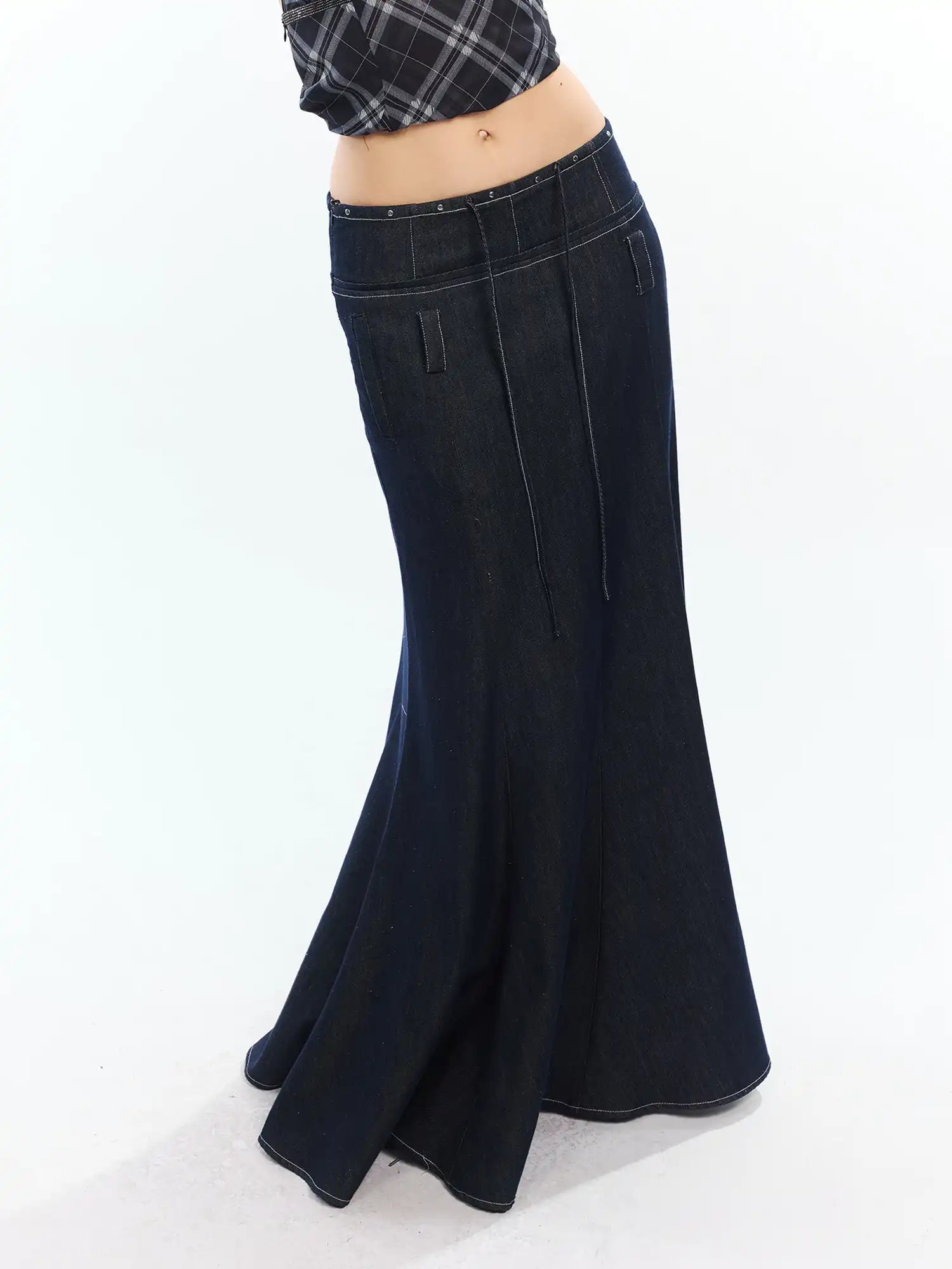 2th Desire Rivet Waistband Sheer Fishtail Maxi Skirt | Canton Collective