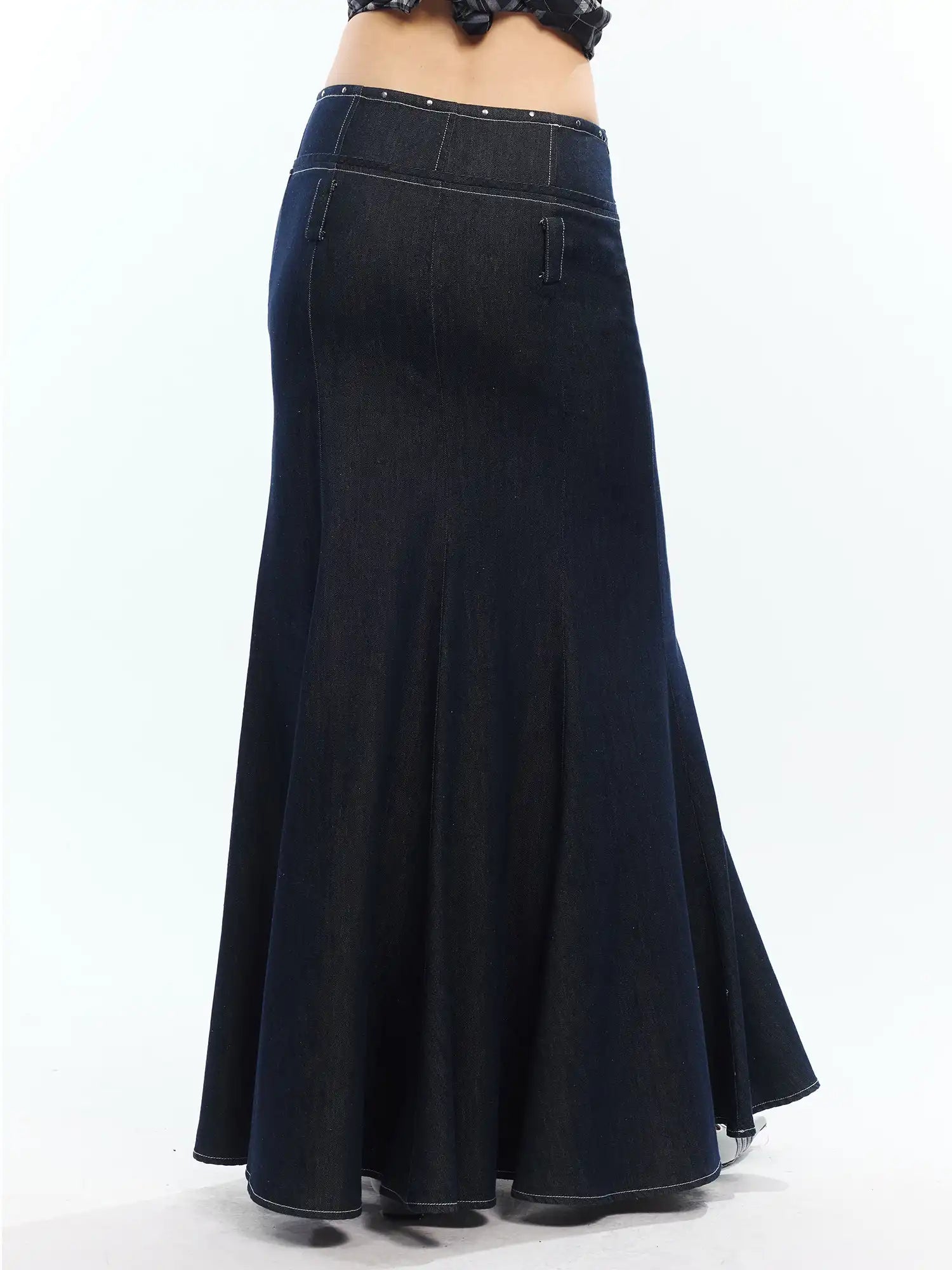 2th Desire Rivet Waistband Sheer Fishtail Maxi Skirt | Canton Collective