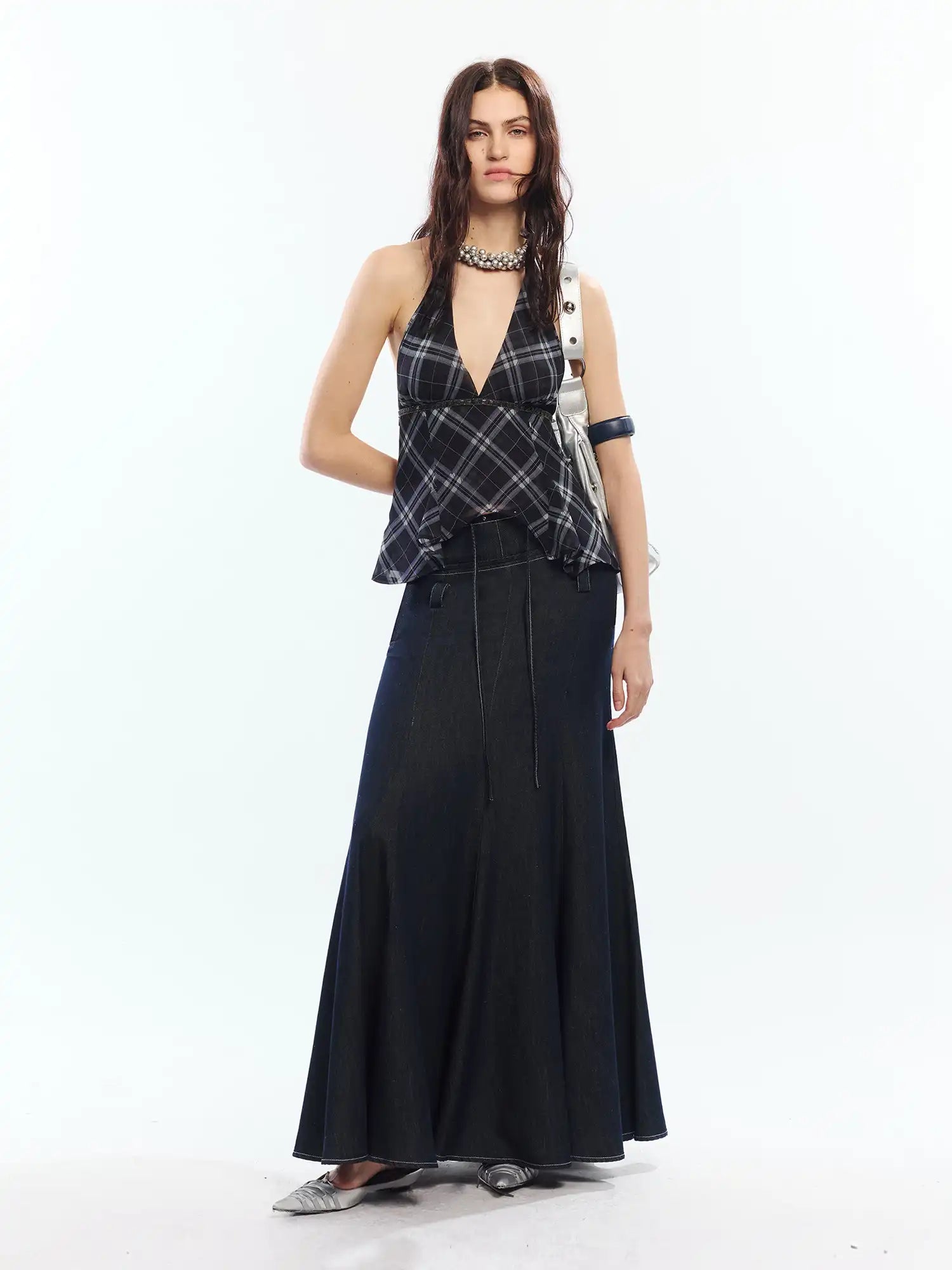2th Desire Rivet Waistband Sheer Fishtail Maxi Skirt | Canton Collective