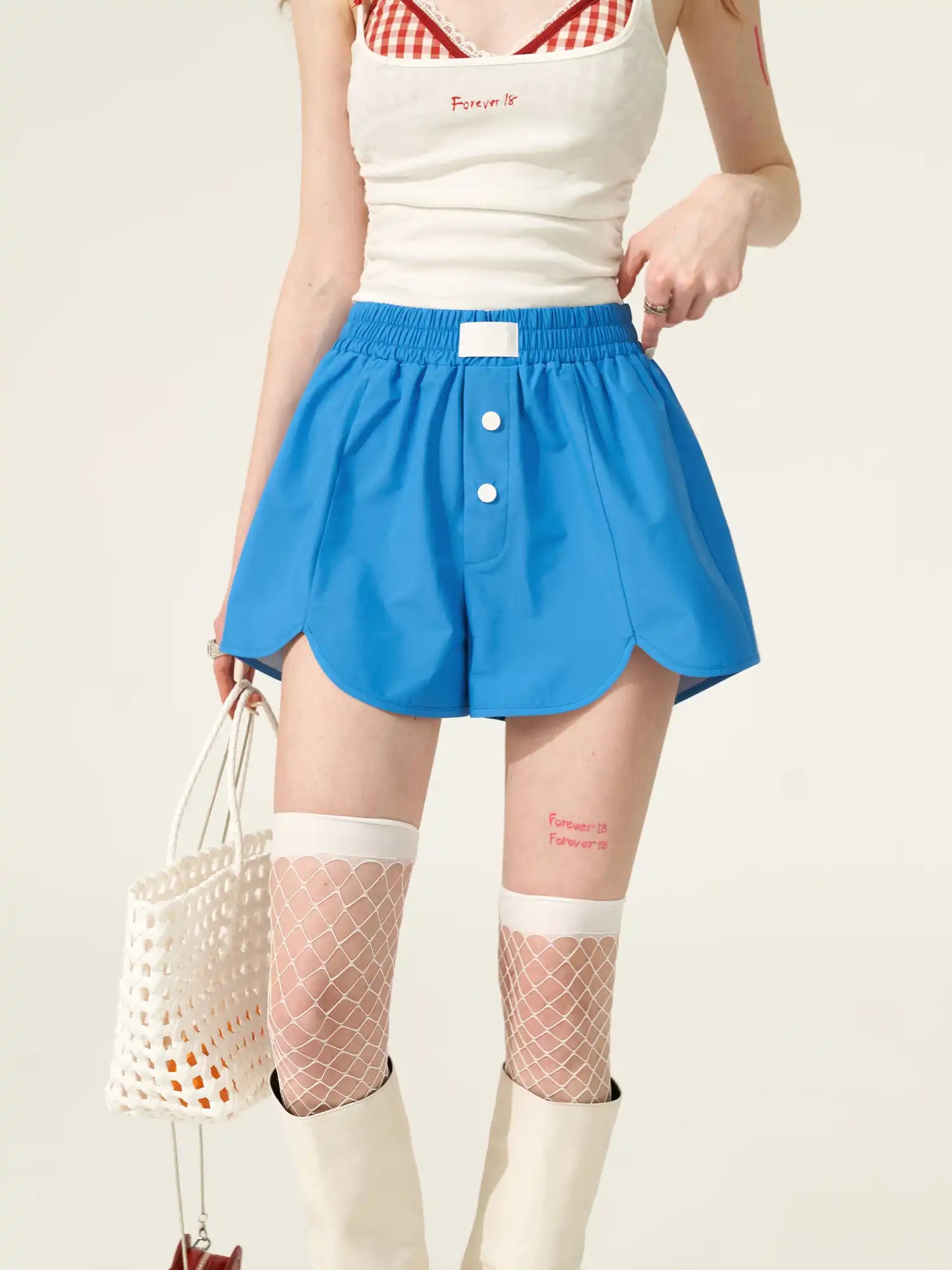 MAMC Royal Blue High Waisted Button-Fly Sweat Shorts | Canton Collective