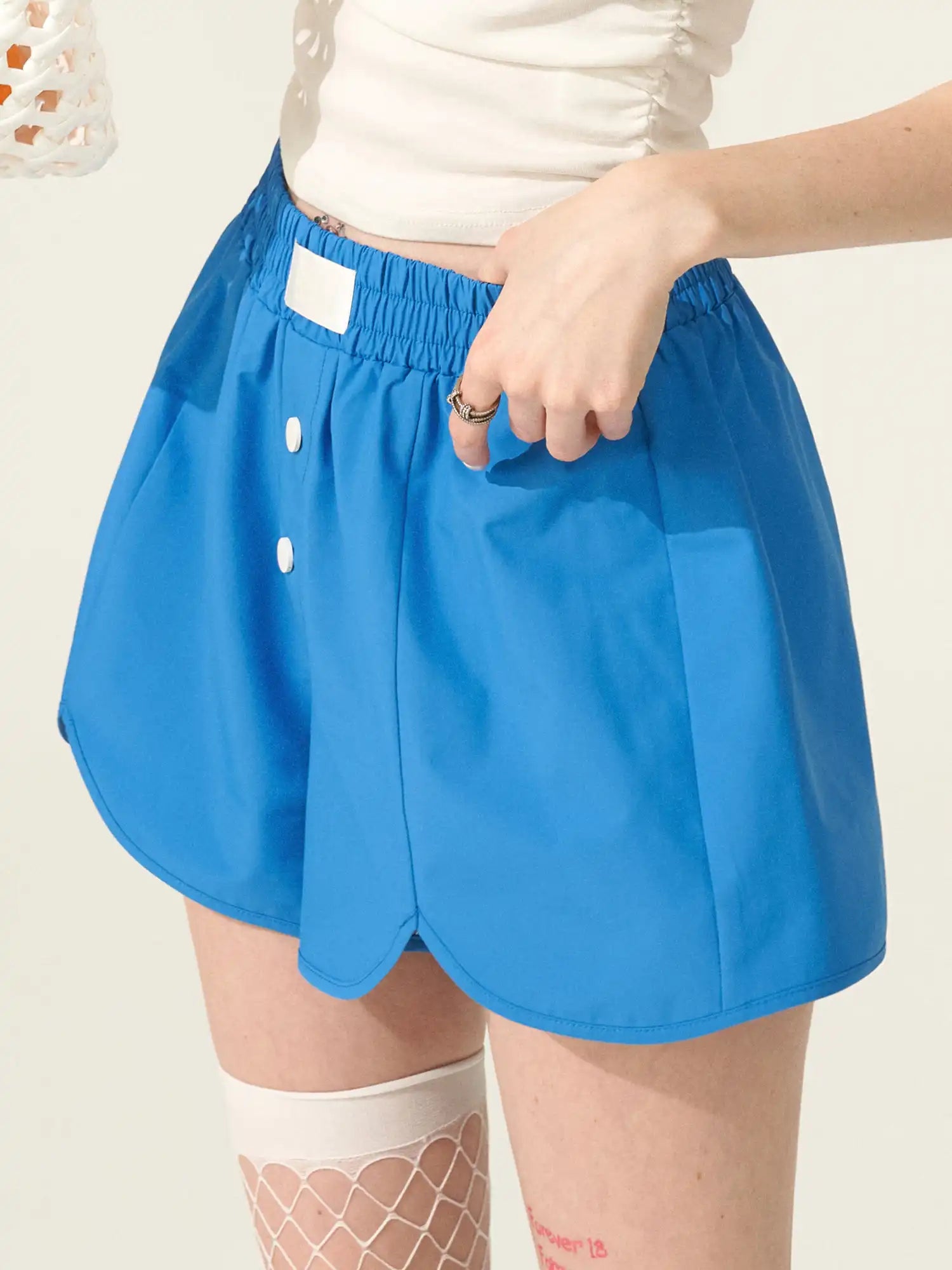 MAMC Royal Blue High Waisted Button-Fly Sweat Shorts | Canton Collective