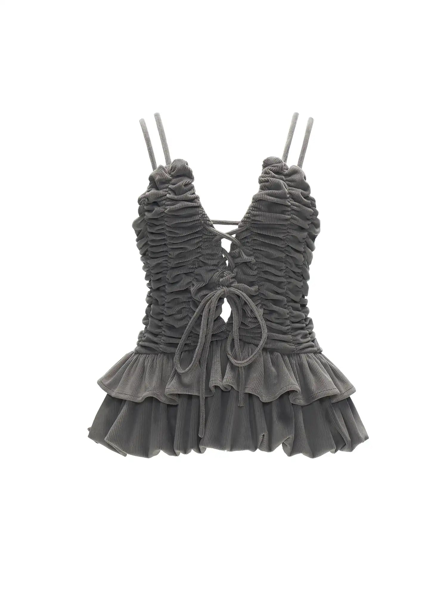 MAMC Ruched Corduroy Peplum Tank Top | Canton Collective