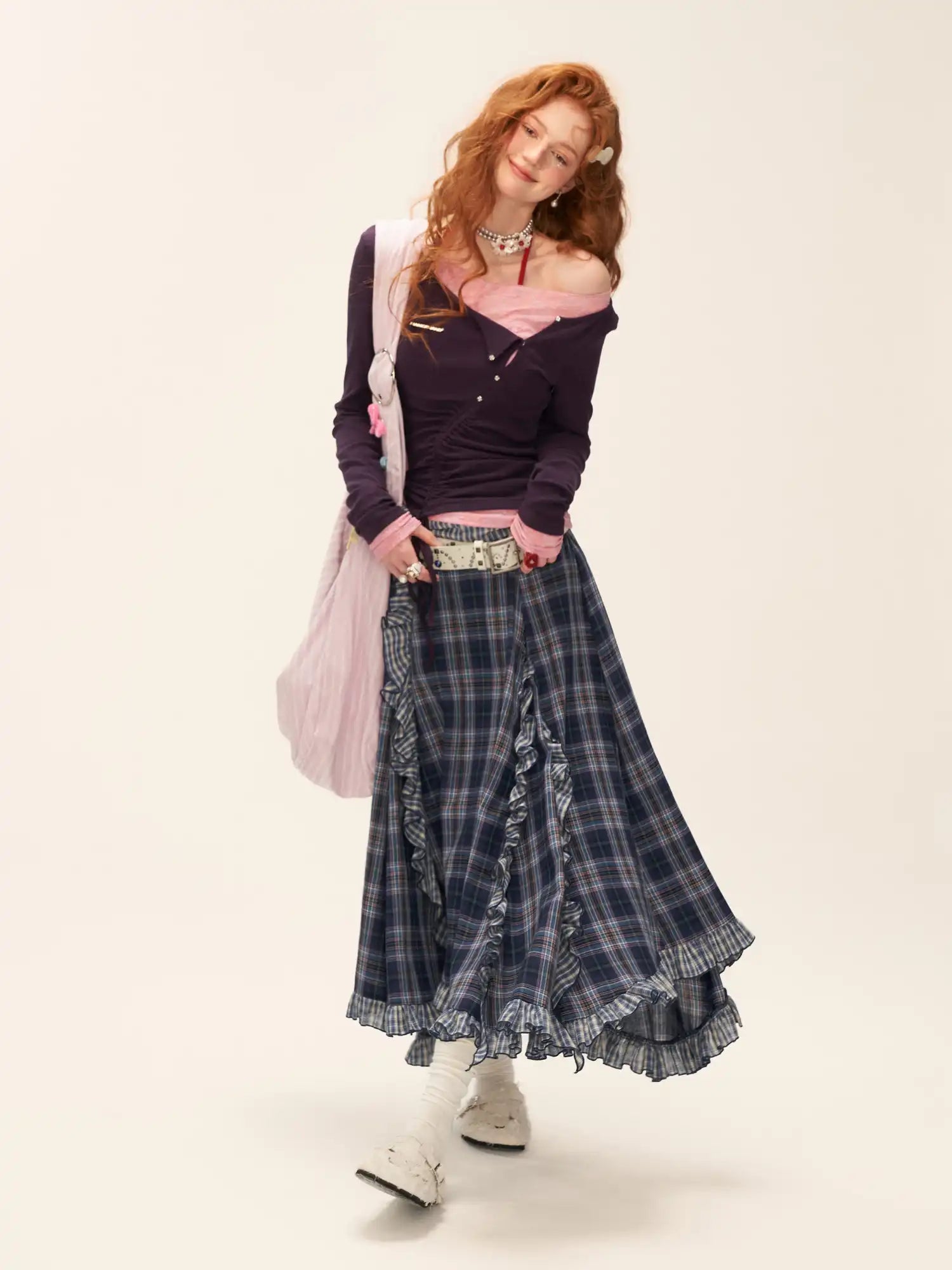MAMC Ruched Mock Layered Lace Top | Canton Collective