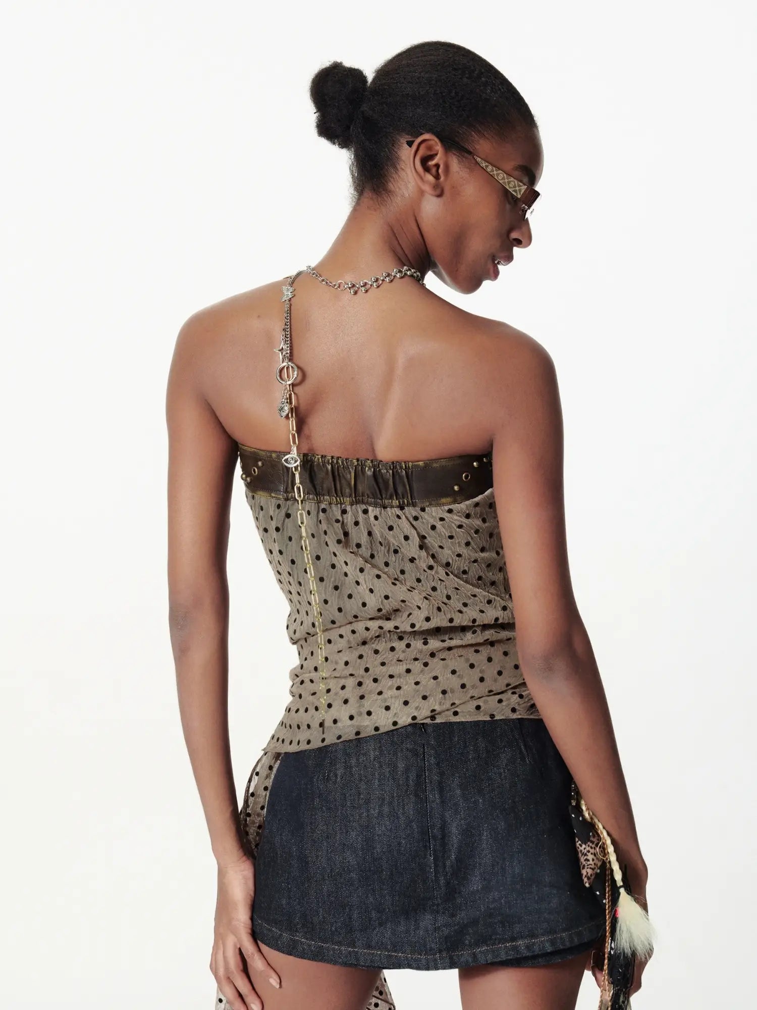 2th Desire Ruched Polka Dot Belt Top | Canton Collective
