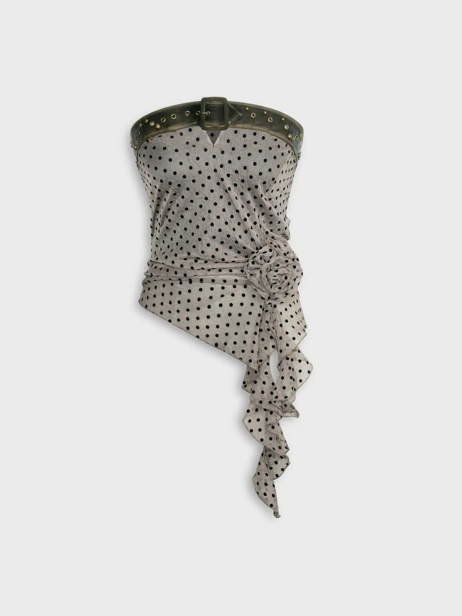 2th Desire Ruched Polka Dot Belt Top | Canton Collective