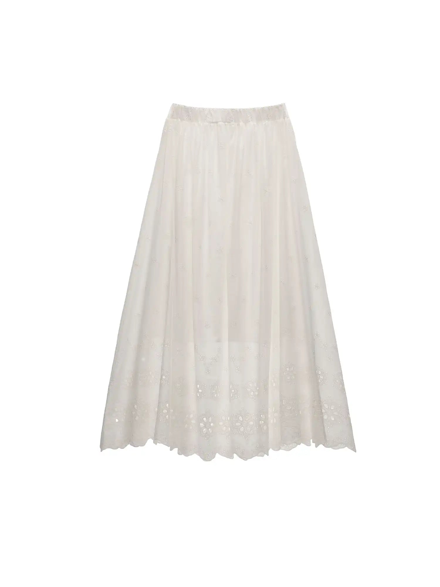 MAMC Ruffle Hem Crochet Midi Skirt with Elastic Waist | Canton Collective