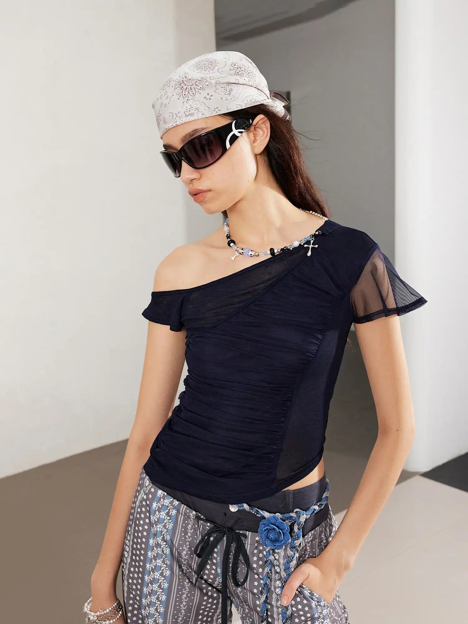 2th Desire Ruffle Mesh Panel Tee | Canton Collective
