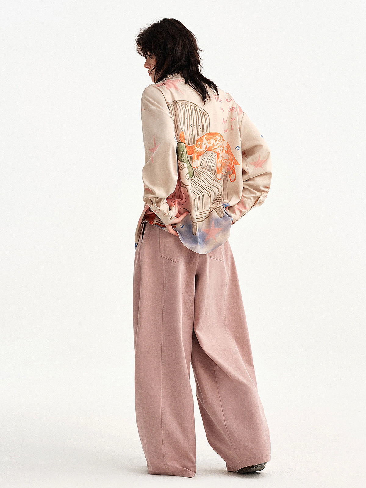 Outtheblue Ruffle Placket Drape Oversized Blouse | Canton Collective