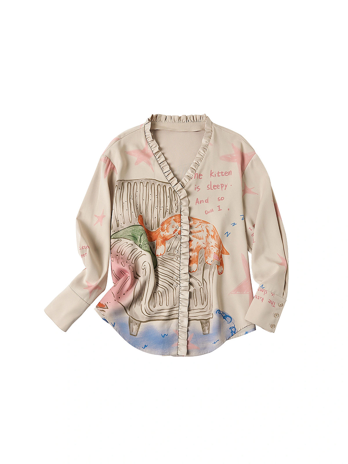 Outtheblue Ruffle Placket Drape Oversized Blouse | Canton Collective