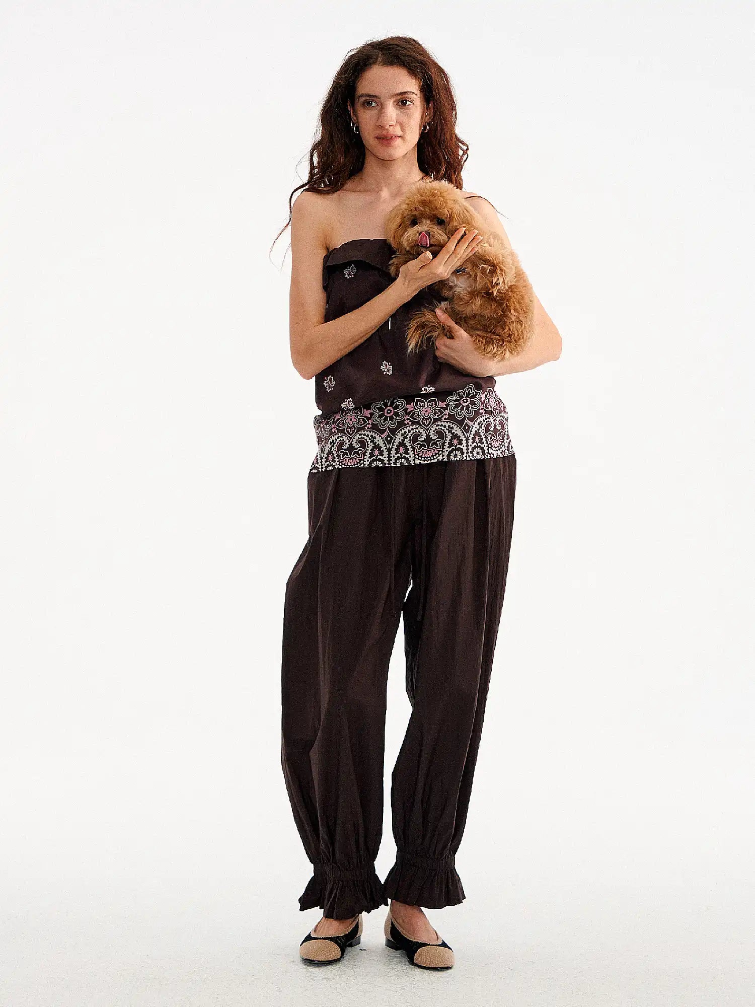 Muse Naps Ruffle Shirred Waist Lightweight Balloon Pants | Canton Collective