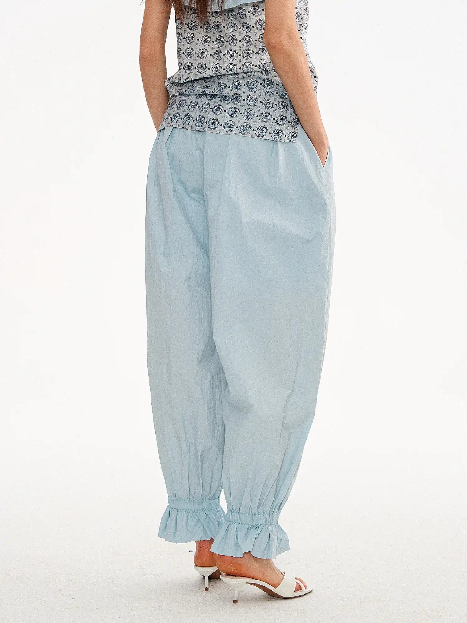 Muse Naps Ruffle Shirred Waist Lightweight Balloon Pants | Canton Collective