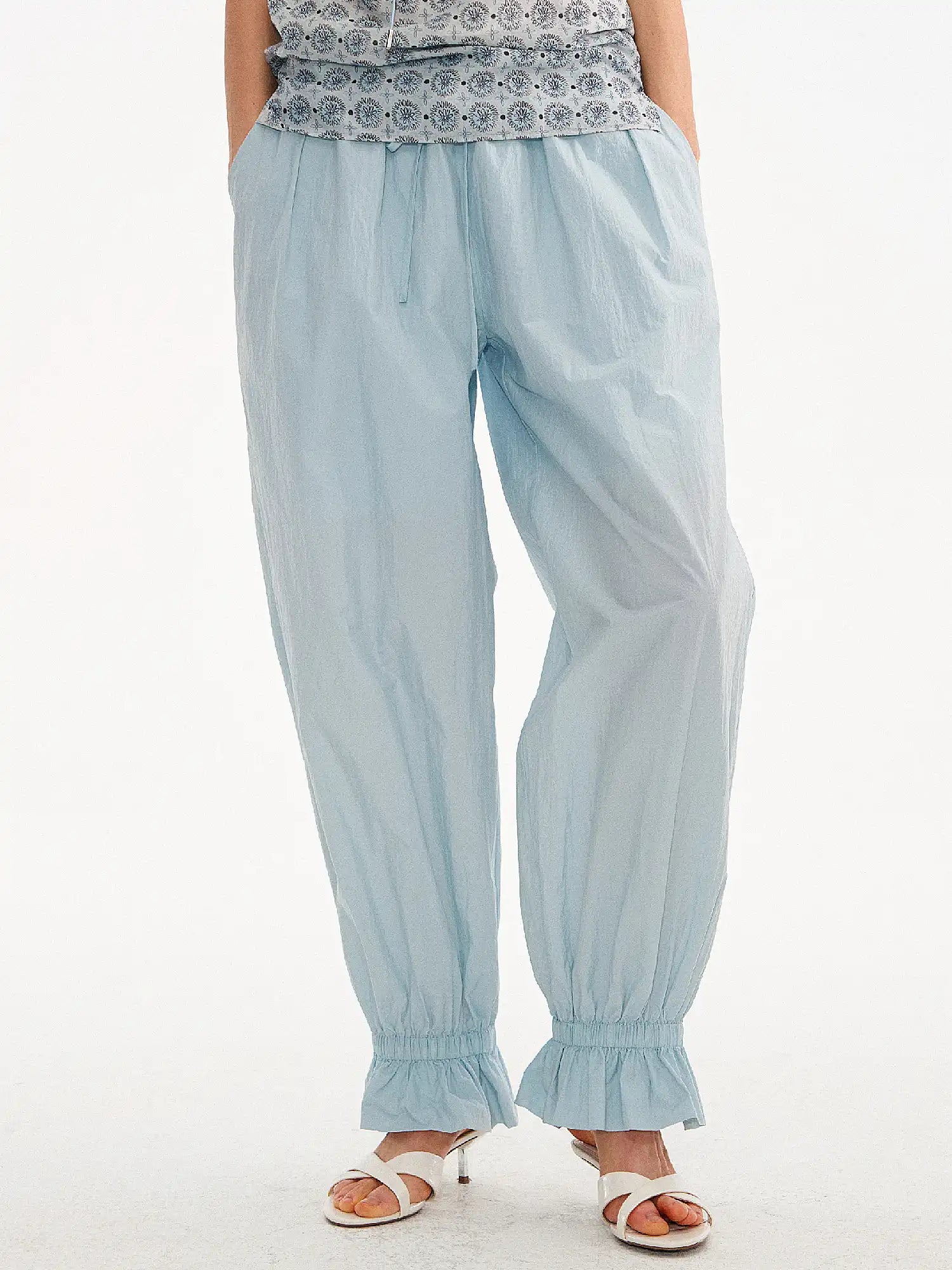 Muse Naps Ruffle Shirred Waist Lightweight Balloon Pants | Canton Collective