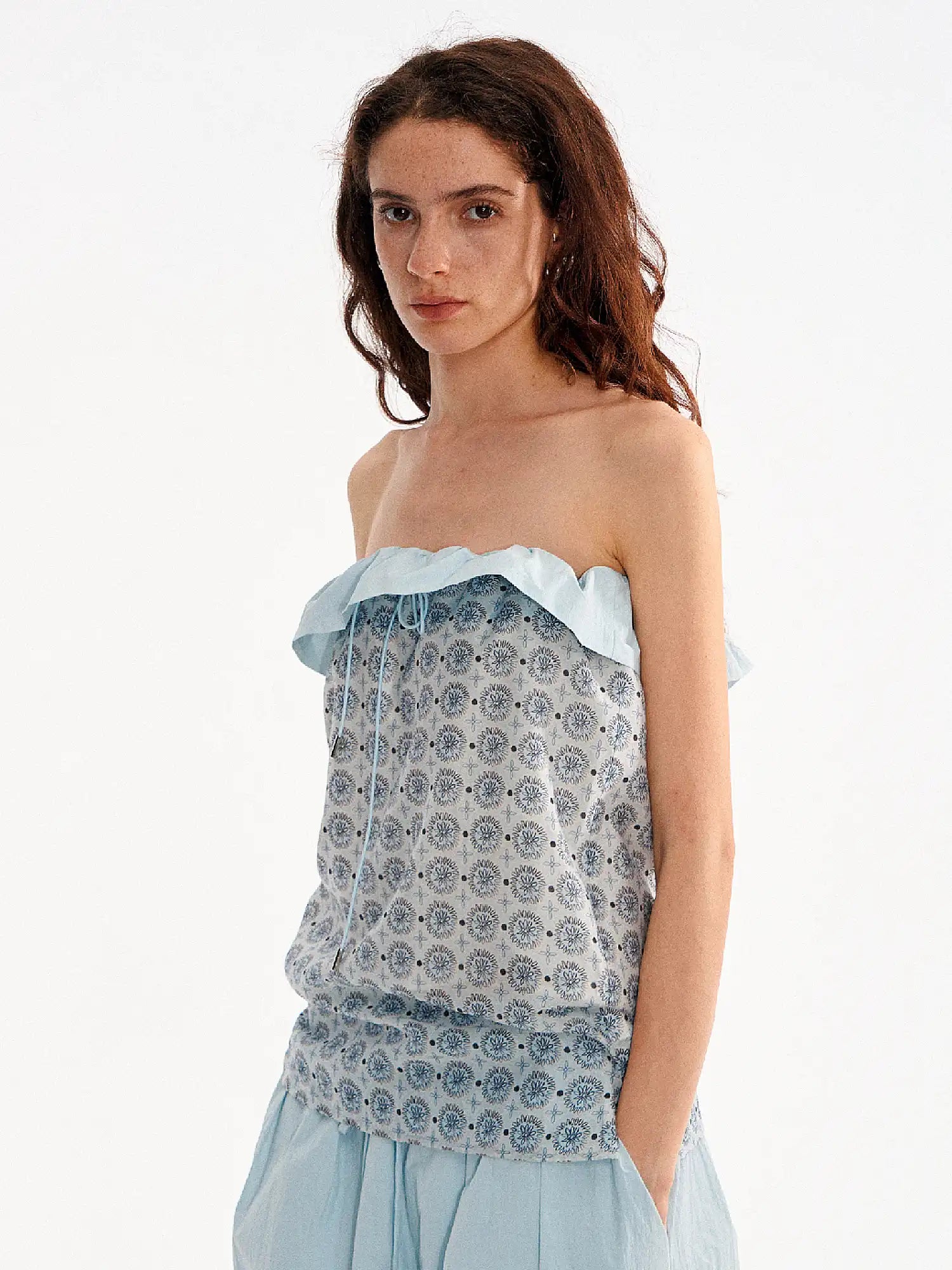 Muse Naps Ruffle Sweetheart Floral Foldover Tube Top | Canton Collective