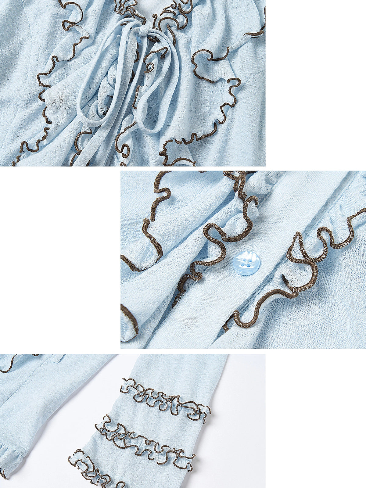 Outtheblue Ruffle Trim Bell Sleeve Sheer Cardigan | Canton Collective