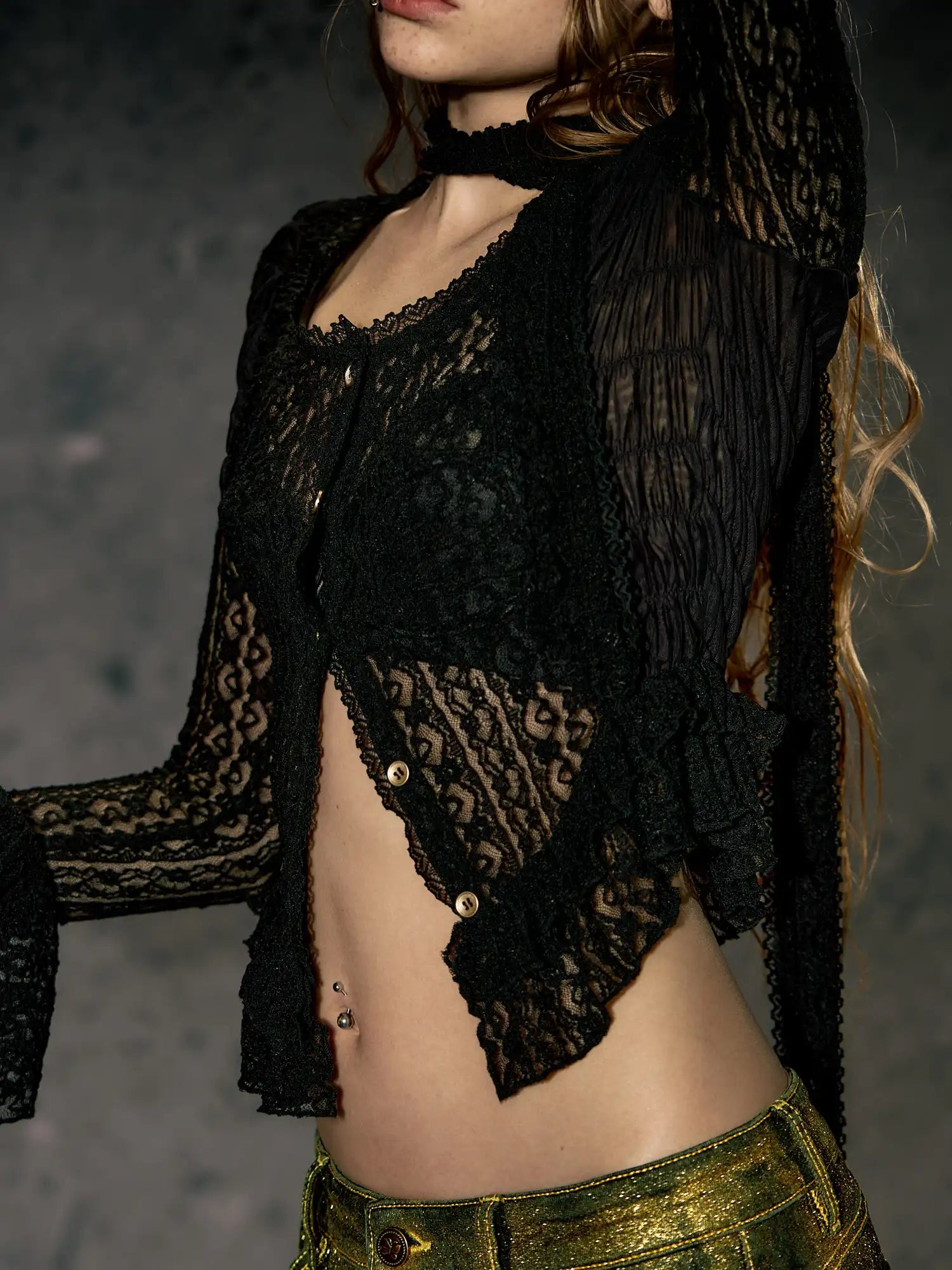Deleteex Ruffled Lace Knit Top | Canton Collective