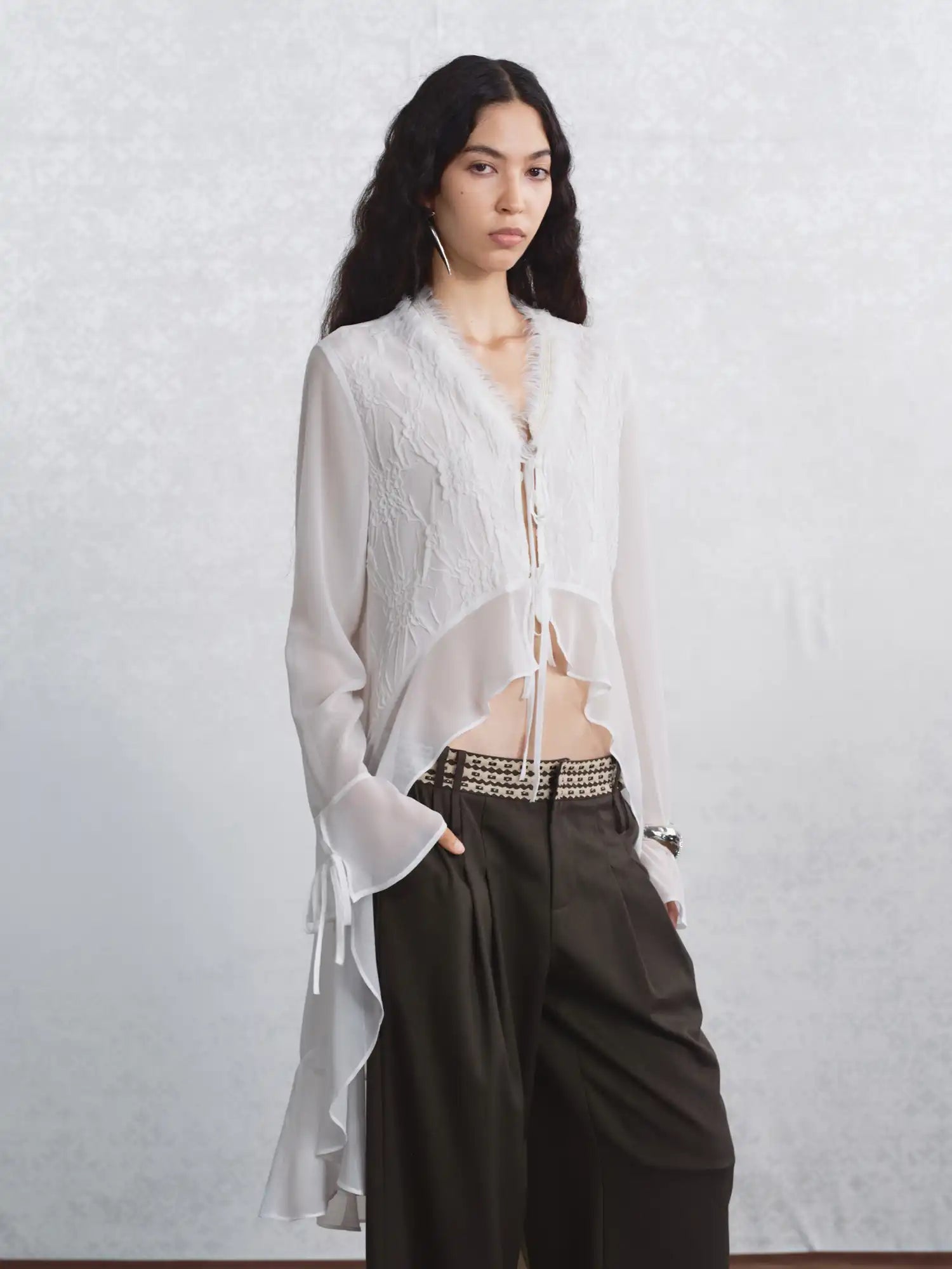 I'M STILL IN Ruffled White Chiffon Top | Canton Collective