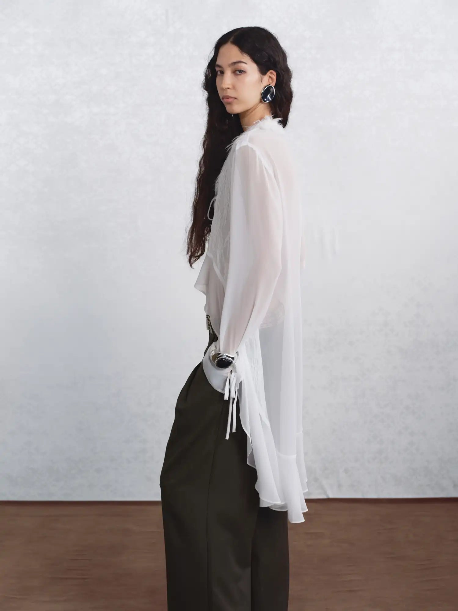 I'M STILL IN Ruffled White Chiffon Top | Canton Collective