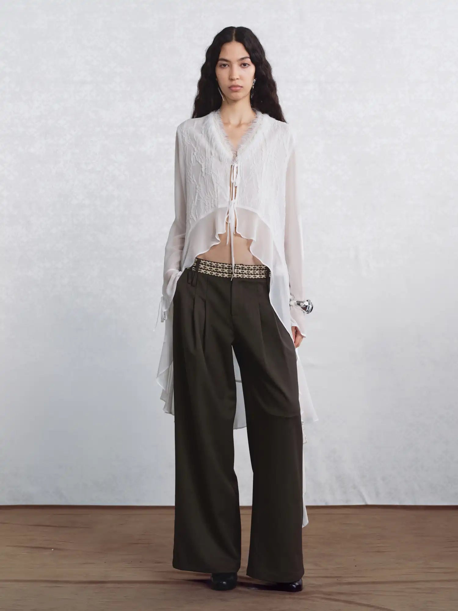 I'M STILL IN Ruffled White Chiffon Top | Canton Collective
