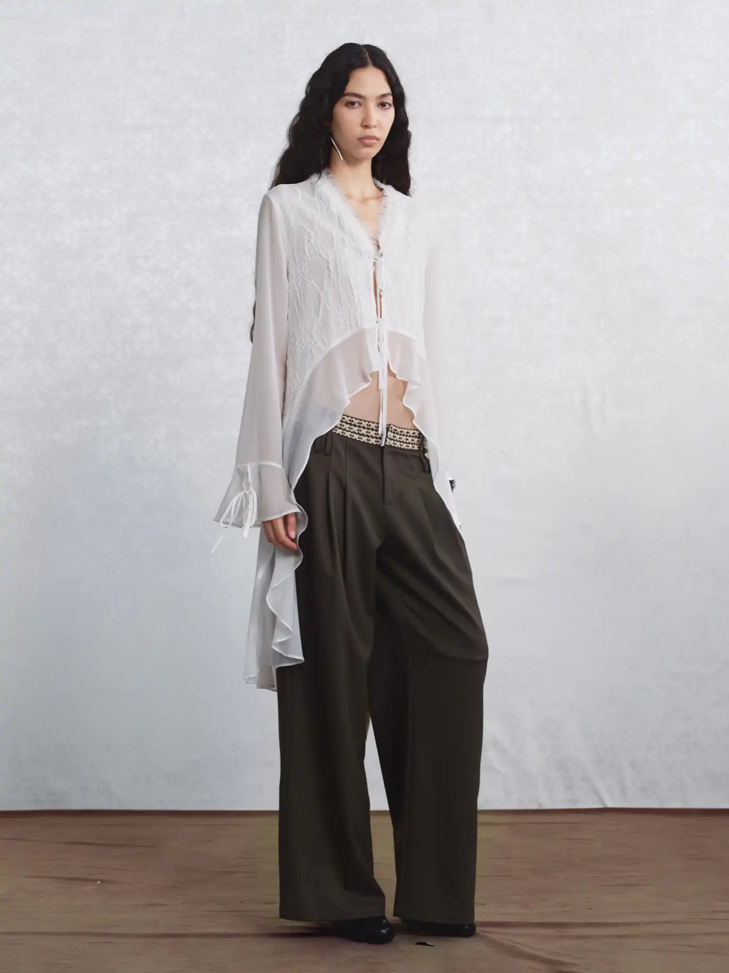 I'M STILL IN Ruffled White Chiffon Top | Canton Collective