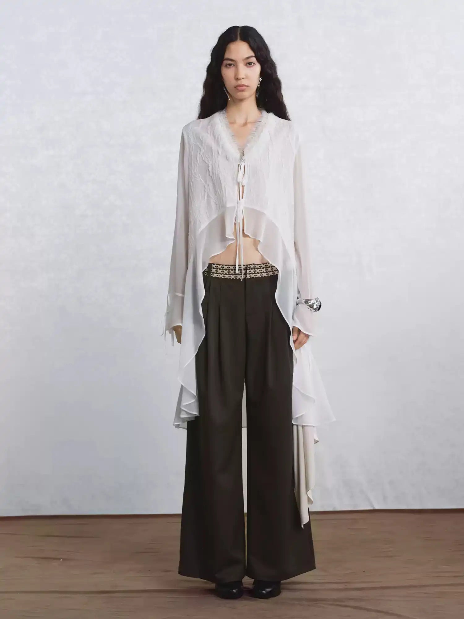 I'M STILL IN Ruffled White Chiffon Top | Canton Collective