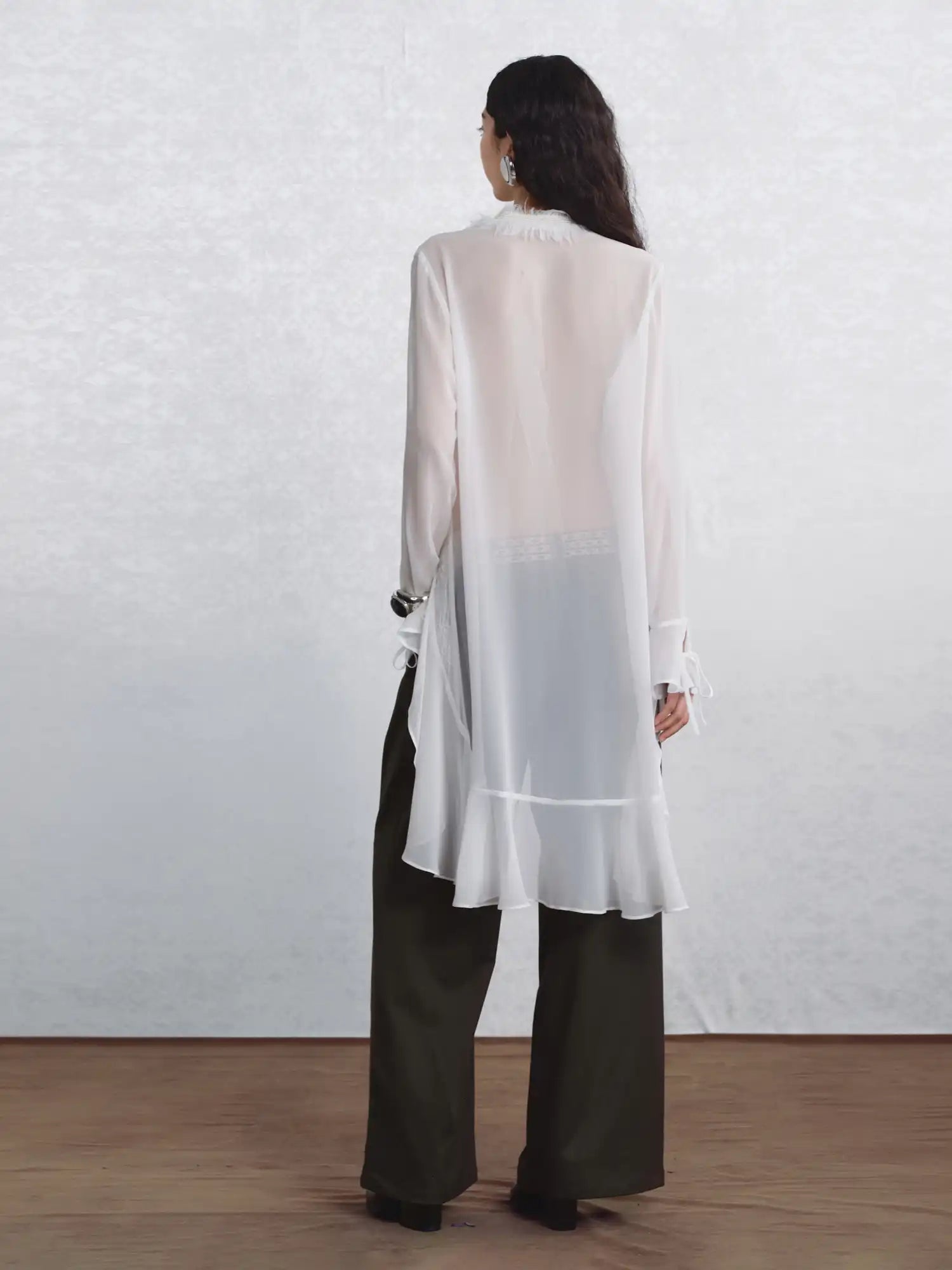 I'M STILL IN Ruffled White Chiffon Top | Canton Collective