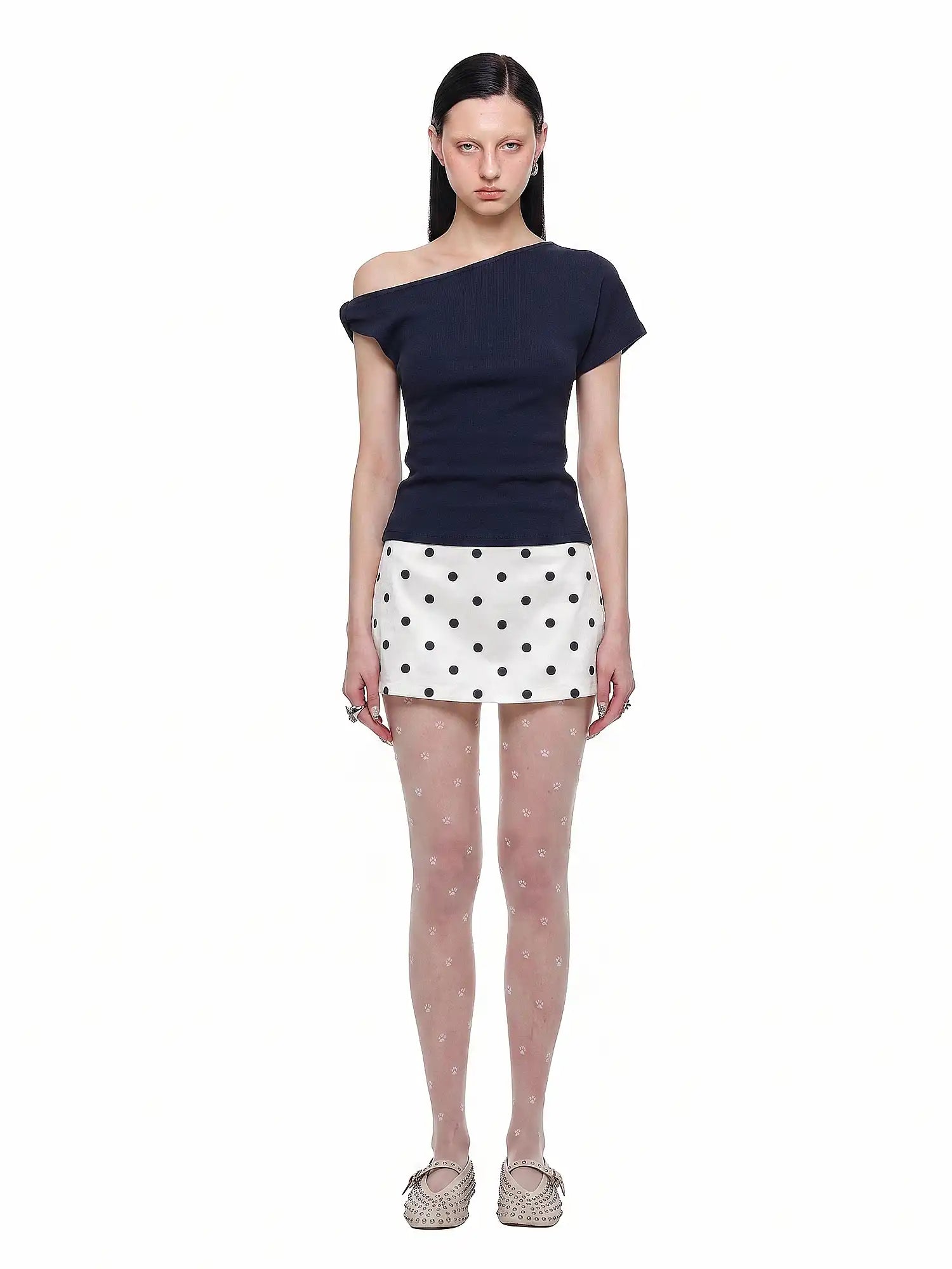 CantonCollective Design Satin Polka Dot Mini Skirt | Canton Collective
