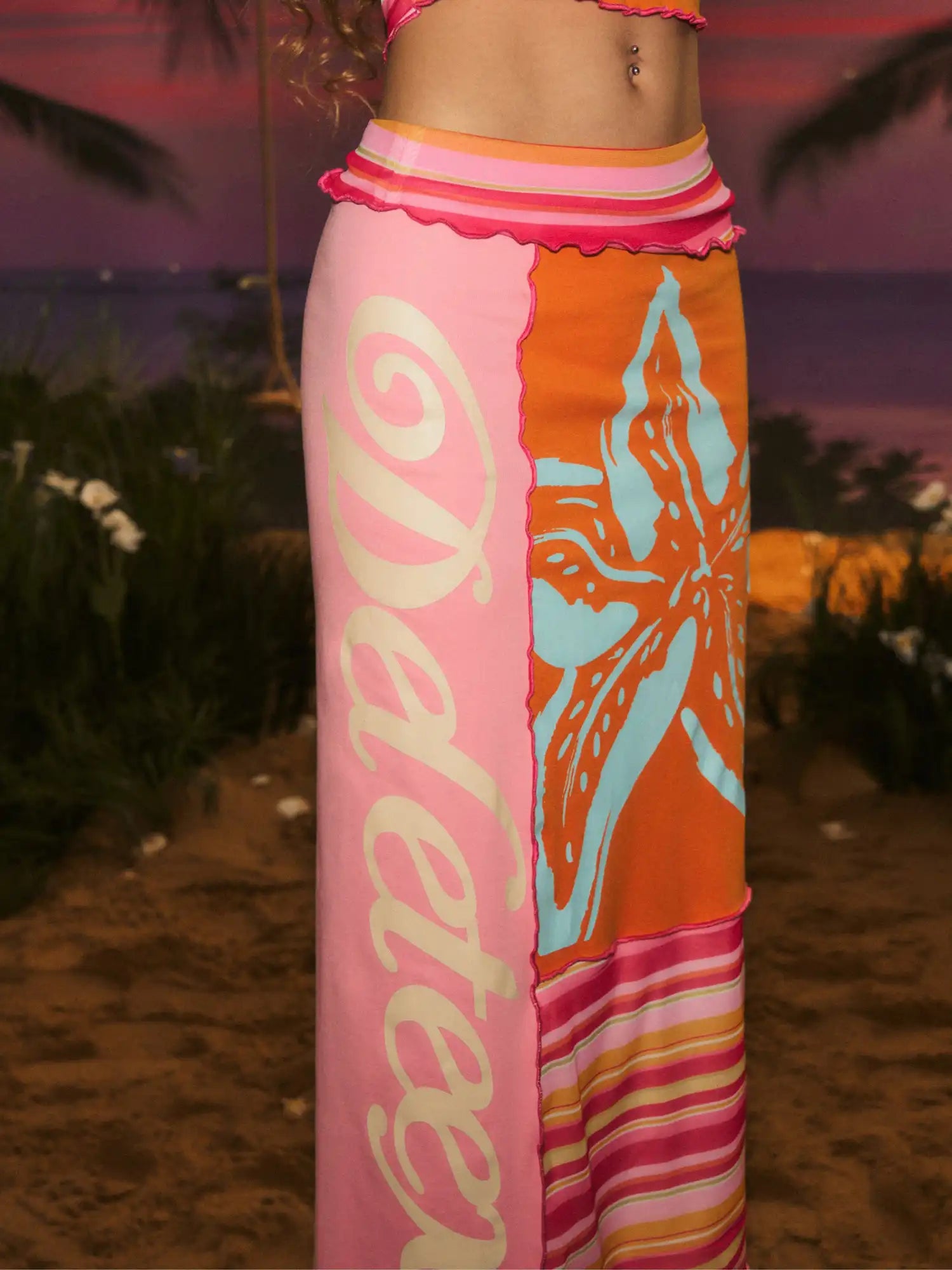 Deleteex Seaside Print Bodycon Maxi Skirt | Canton Collective