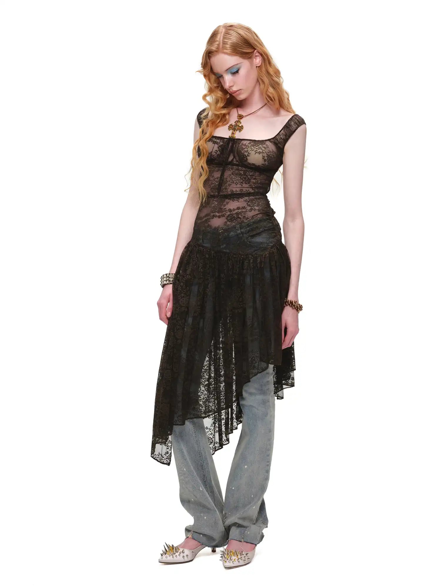 1Jinn Studio Semi-Sheer Open Back Stretch Lace Dress | Canton Collective