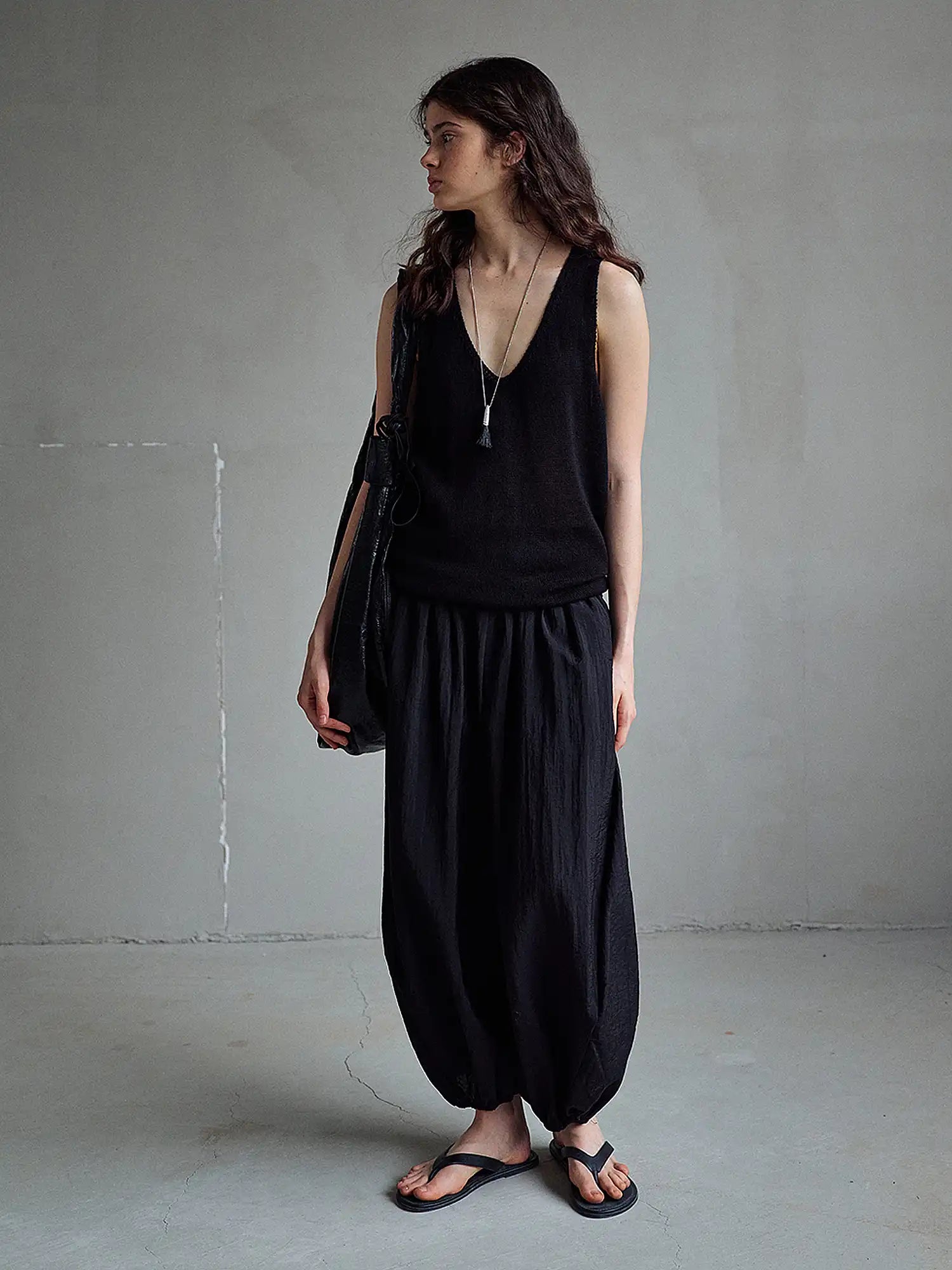 CantonCollective Design Semi Sheer Tencel Wide-Leg Balloon Pants | Canton Collective